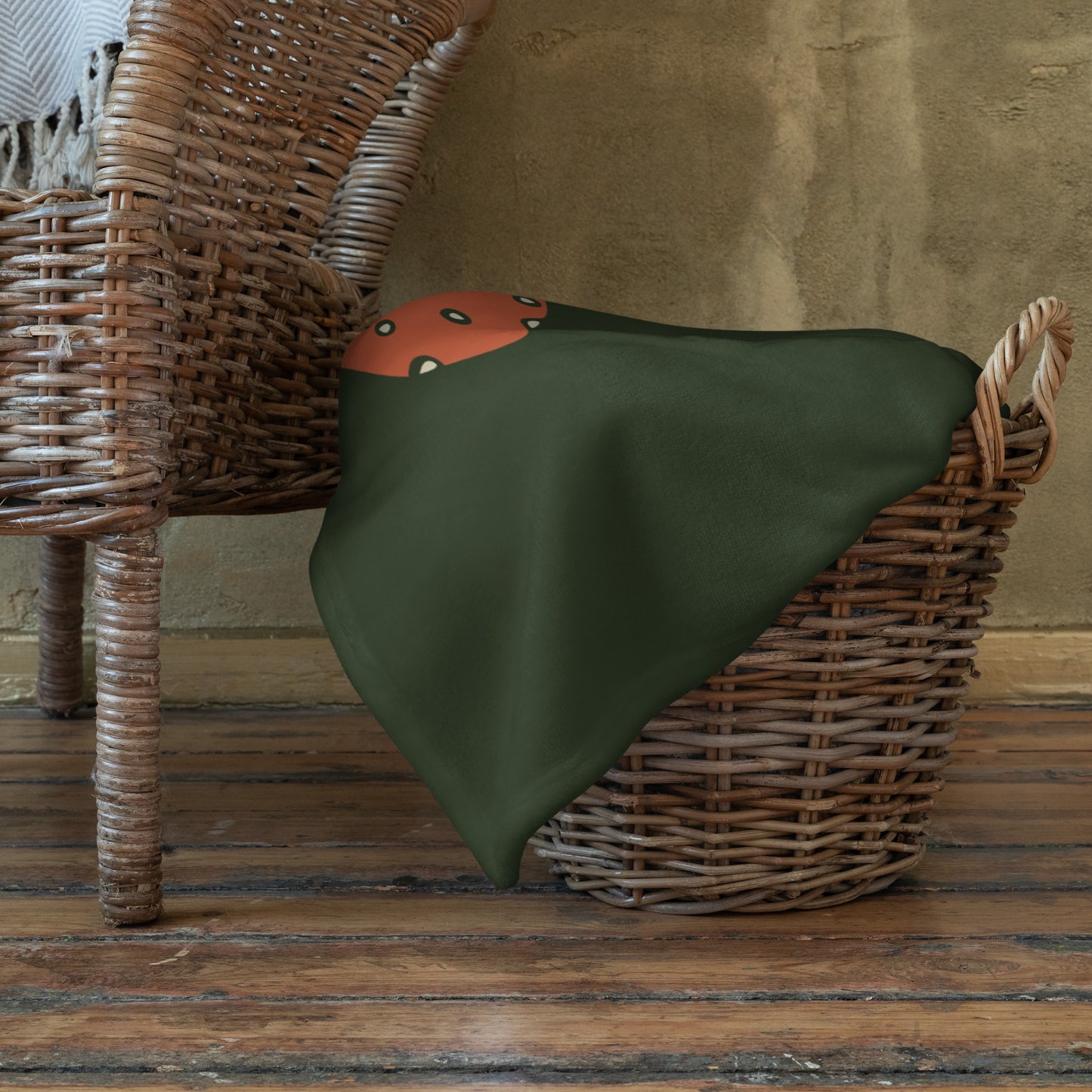 Plaid doux microfibre – Vert Champignon – chaleur & confort cocooning – Minimaliste