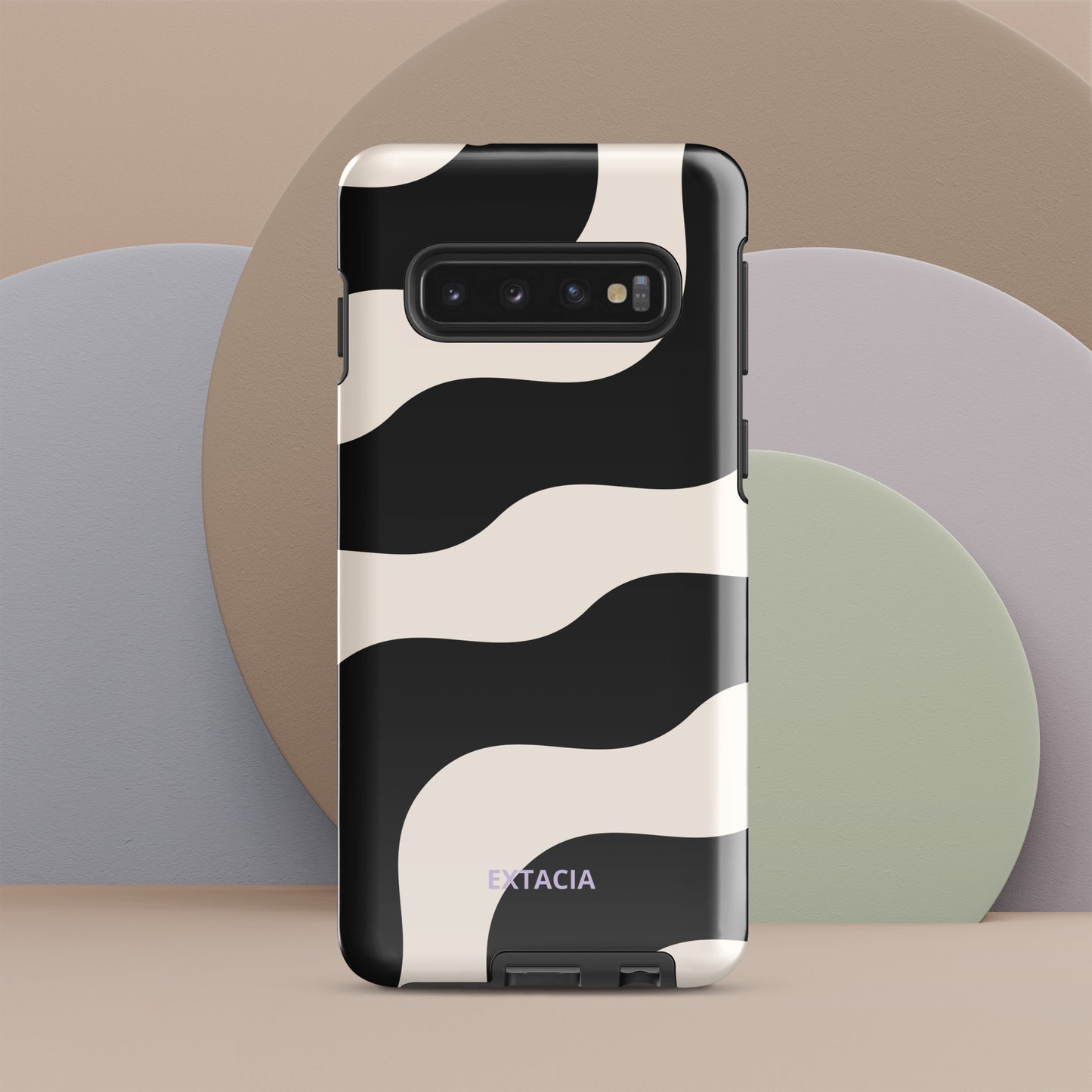 Coque Samsung® rigide à Double Couche – Beige & Noir – Protection anti-choc & finition élégante – Graphique