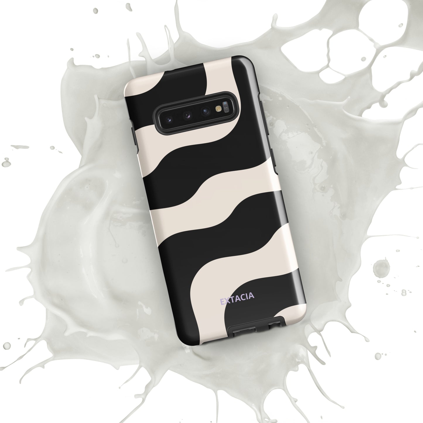 Coque Samsung® rigide à Double Couche – Beige & Noir – Protection anti-choc & finition élégante – Graphique