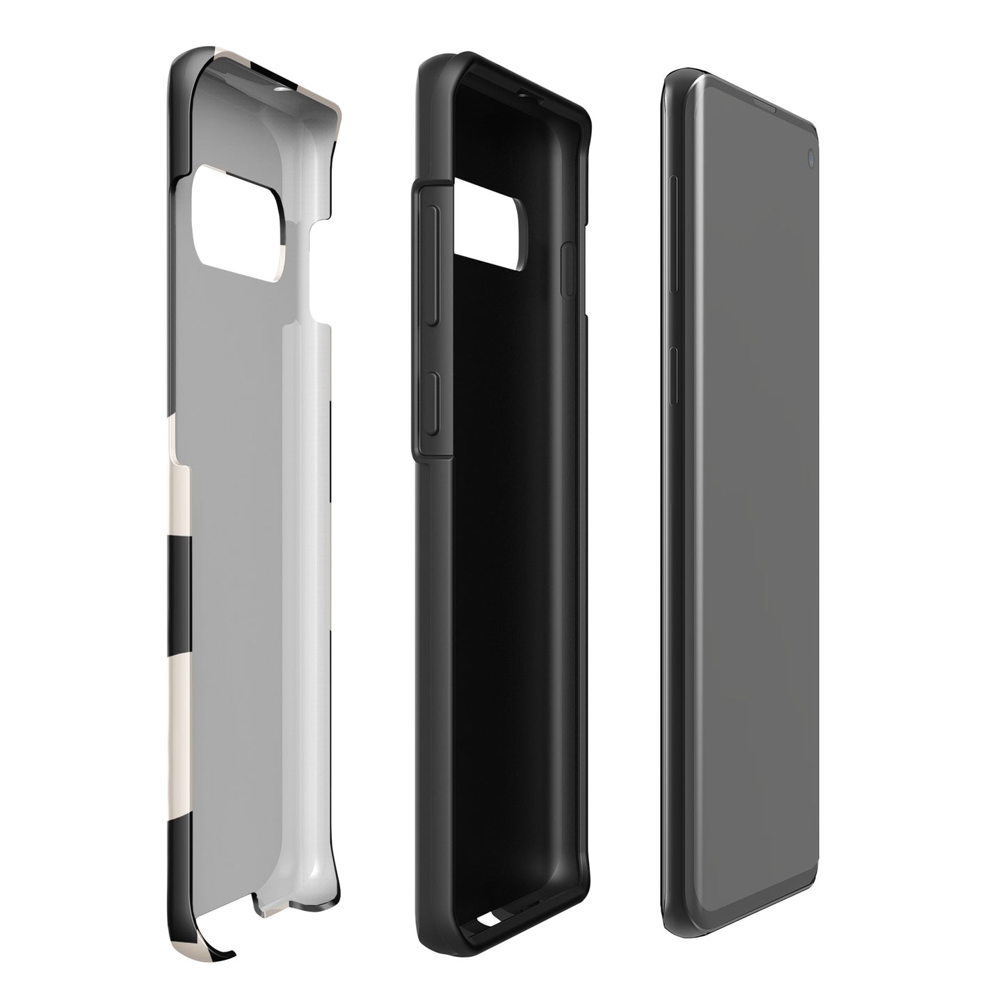 Coque Samsung® rigide à Double Couche – Beige & Noir – Protection anti-choc & finition élégante – Graphique