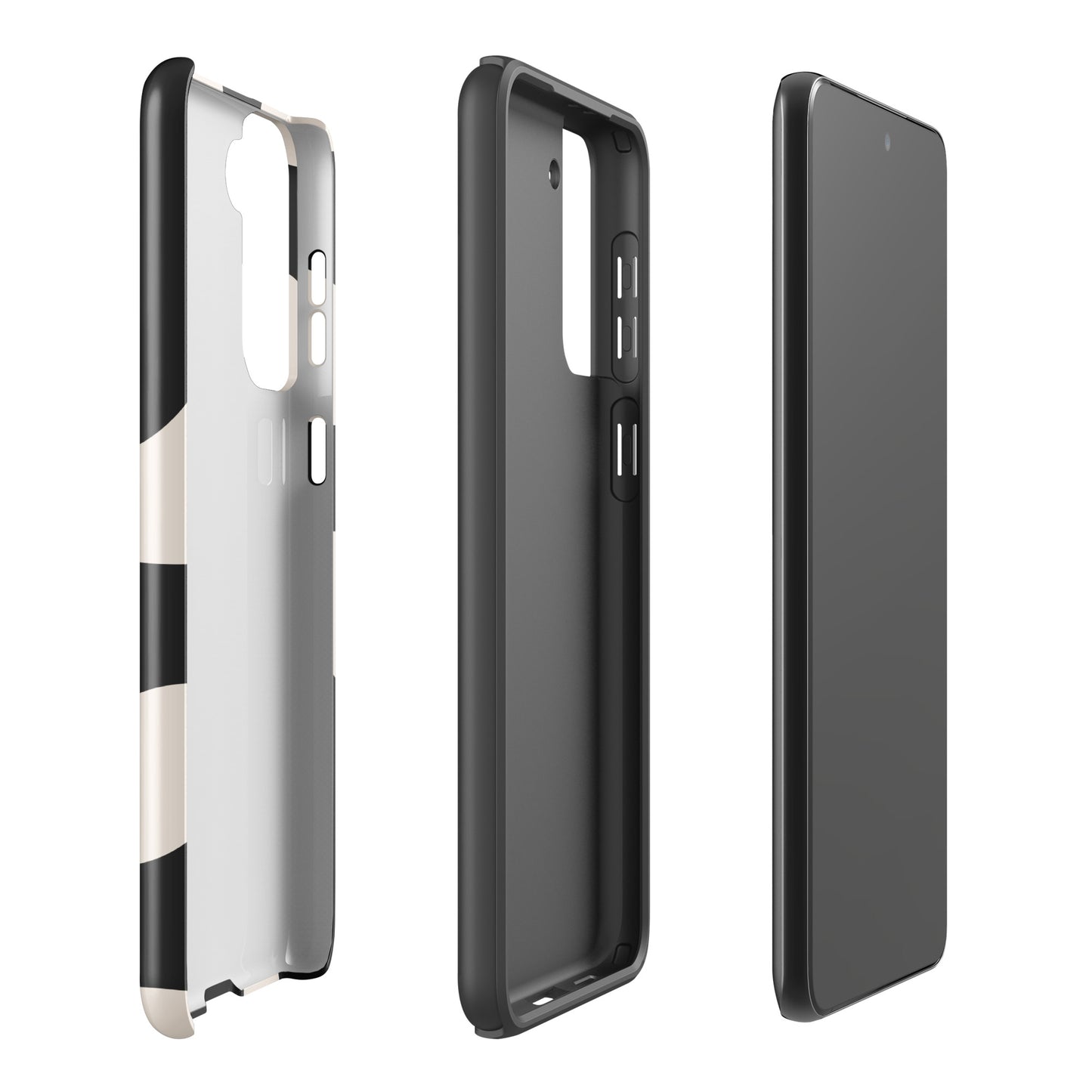 Coque Samsung® rigide à Double Couche – Beige & Noir – Protection anti-choc & finition élégante – Graphique