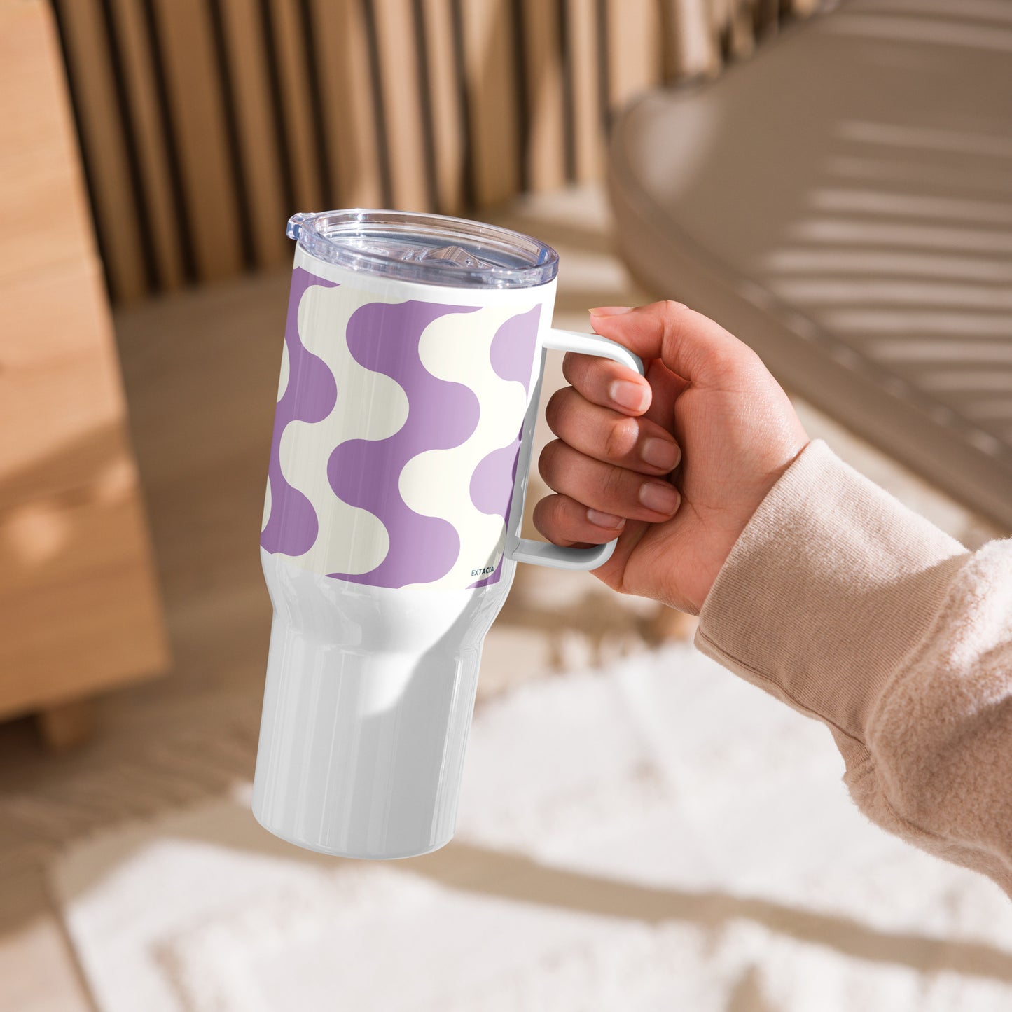 Mug isotherme inox – Blanc & Violet – 25 & 40 oz – Anse intégrée & double-paroi durable - Graphique