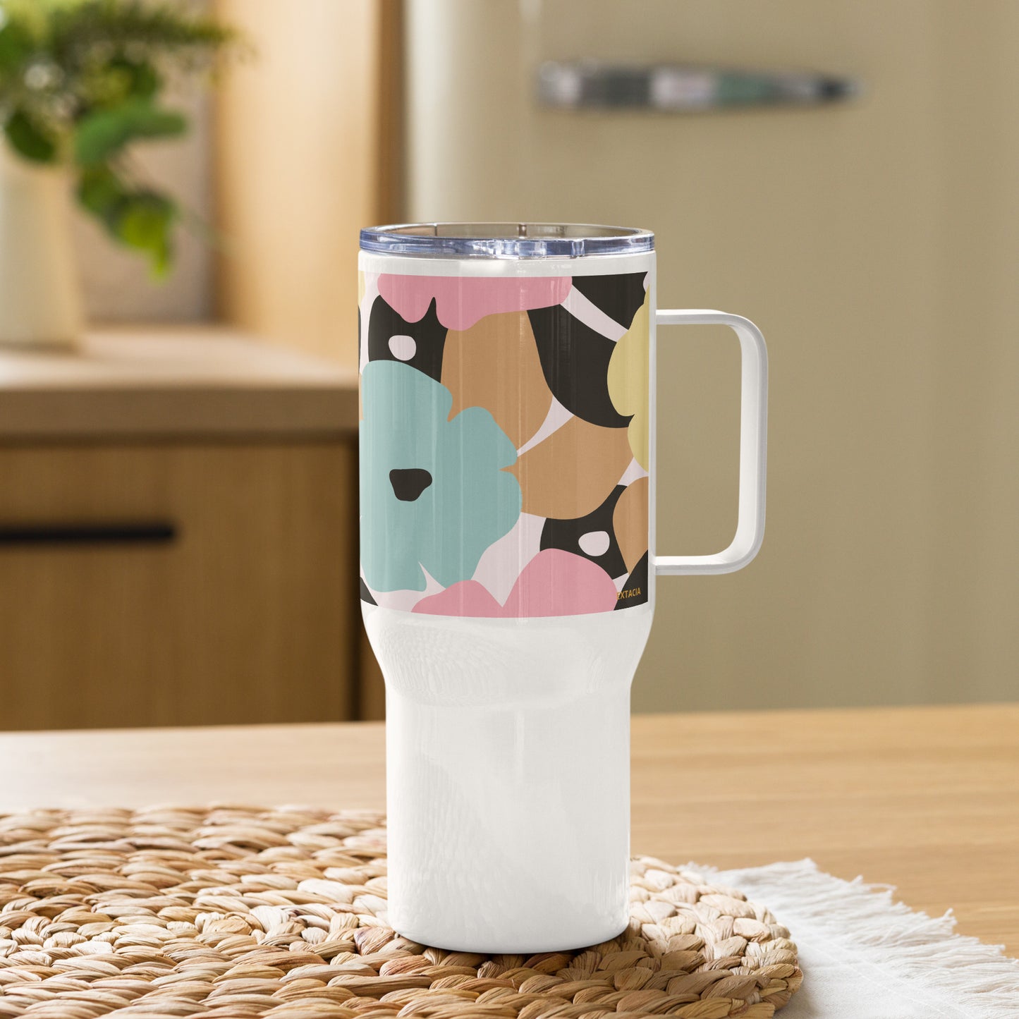 Mug isotherme inox – Fleuri, Pastel – 25 & 40 oz – Anse intégrée & double-paroi durable - Minimaliste