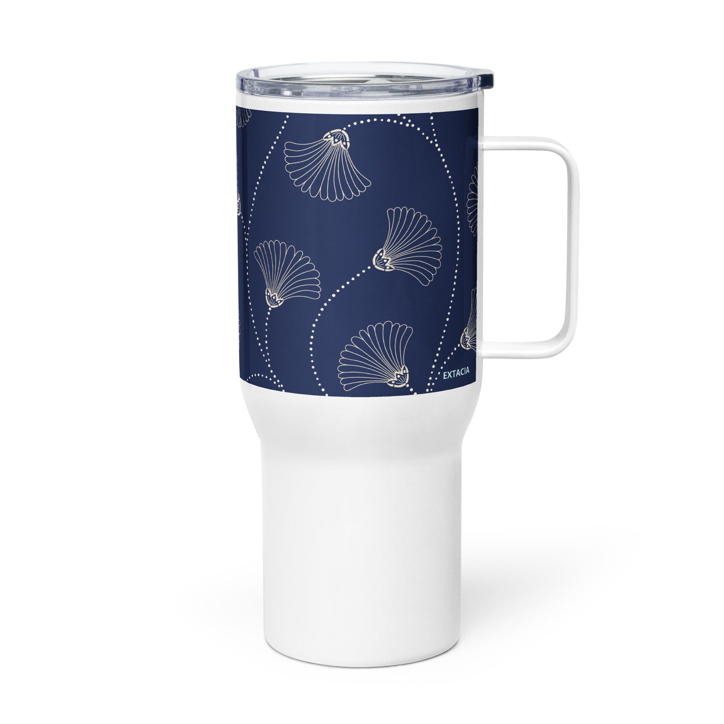 Mug isotherme inox – Bleu Fleuri – 25 & 40 oz – Anse intégrée & double-paroi durable - Minimaliste