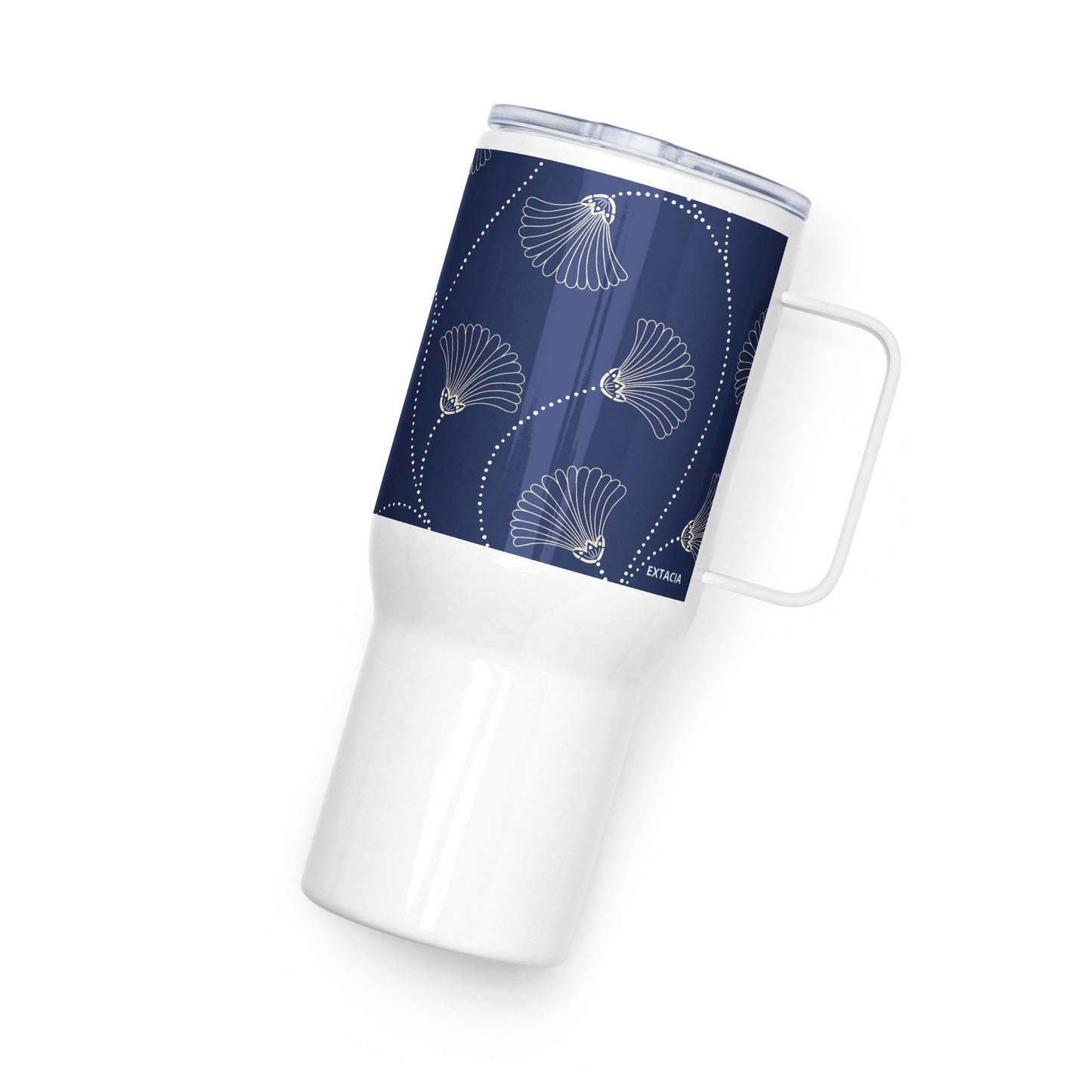 Mug isotherme inox – Bleu Fleuri – 25 & 40 oz – Anse intégrée & double-paroi durable - Minimaliste