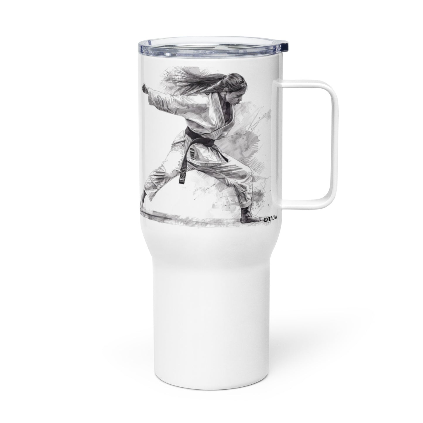 Mug isotherme inox – Blanc – 25 & 40 oz – Anse intégrée & double-paroi durable - Femme Judoka