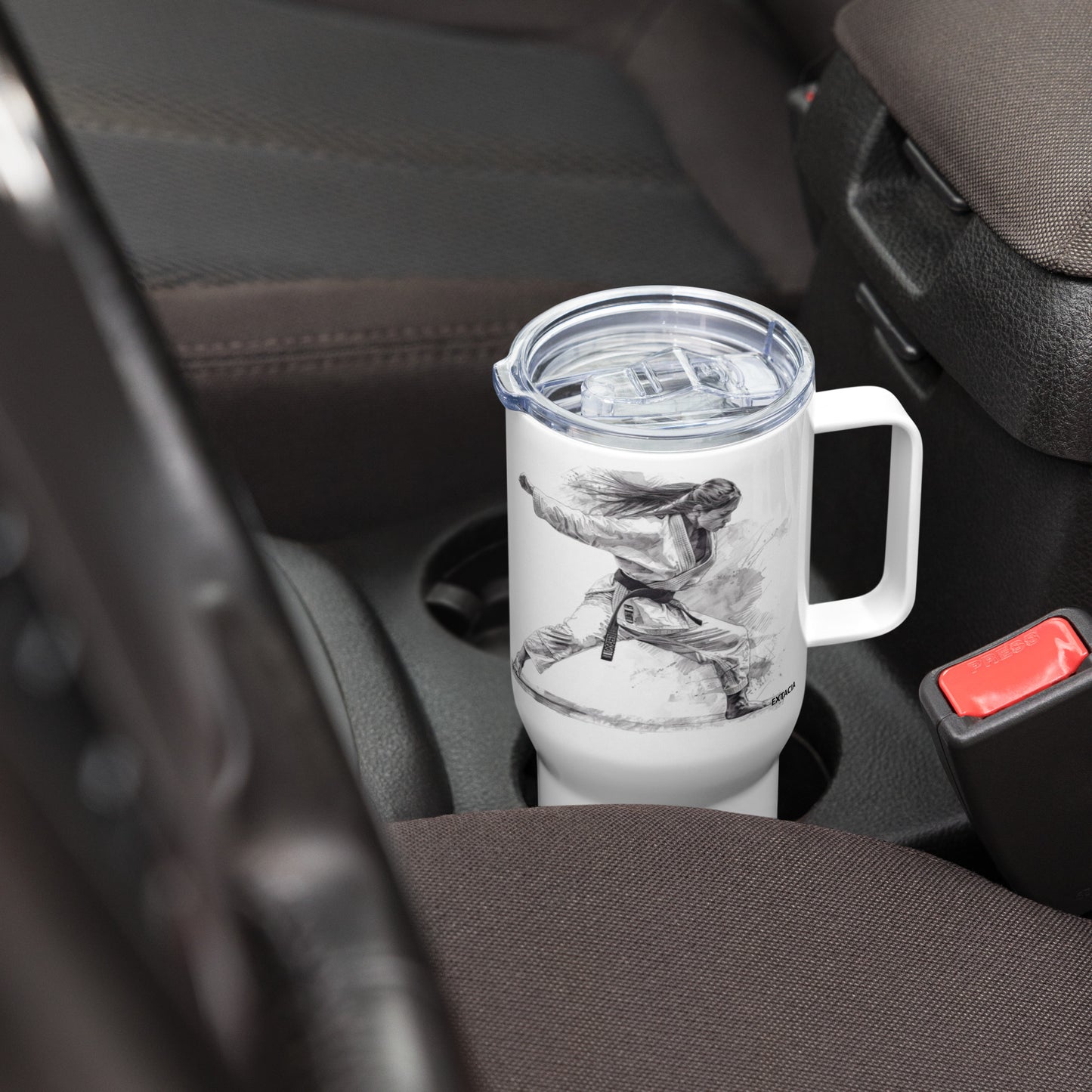Mug isotherme inox – Blanc – 25 & 40 oz – Anse intégrée & double-paroi durable - Femme Judoka