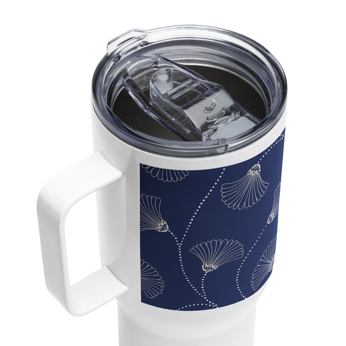 Mug isotherme inox – Bleu Fleuri – 25 & 40 oz – Anse intégrée & double-paroi durable - Minimaliste