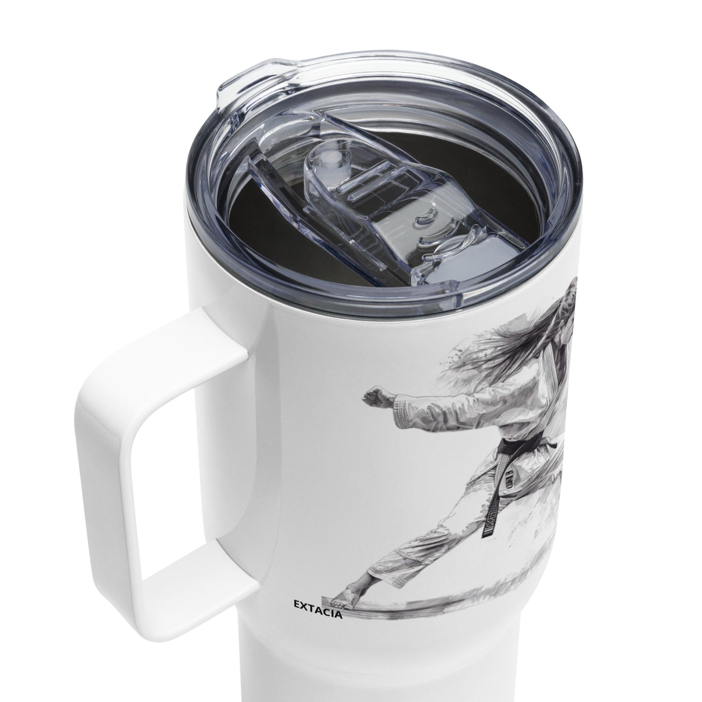 Mug isotherme inox – Blanc – 25 & 40 oz – Anse intégrée & double-paroi durable - Femme Judoka