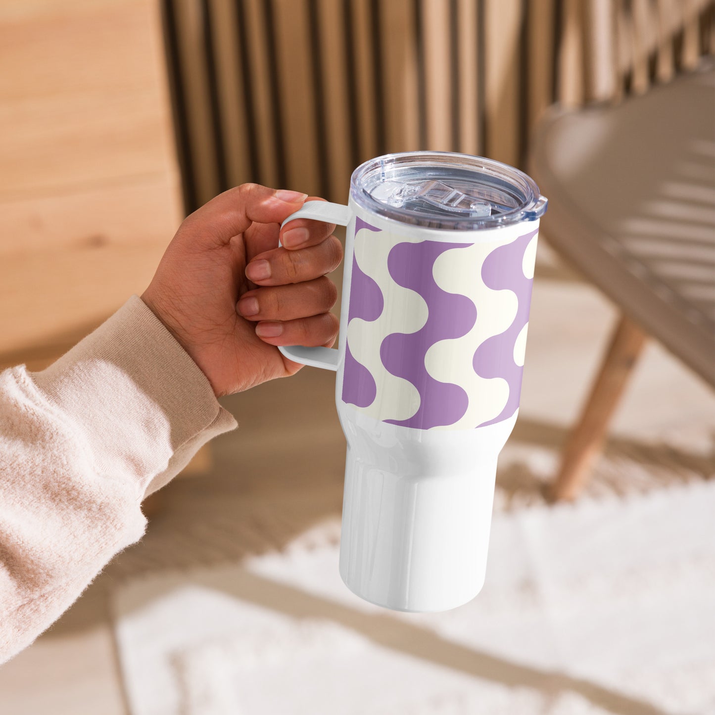 Mug isotherme inox – Blanc & Violet – 25 & 40 oz – Anse intégrée & double-paroi durable - Graphique