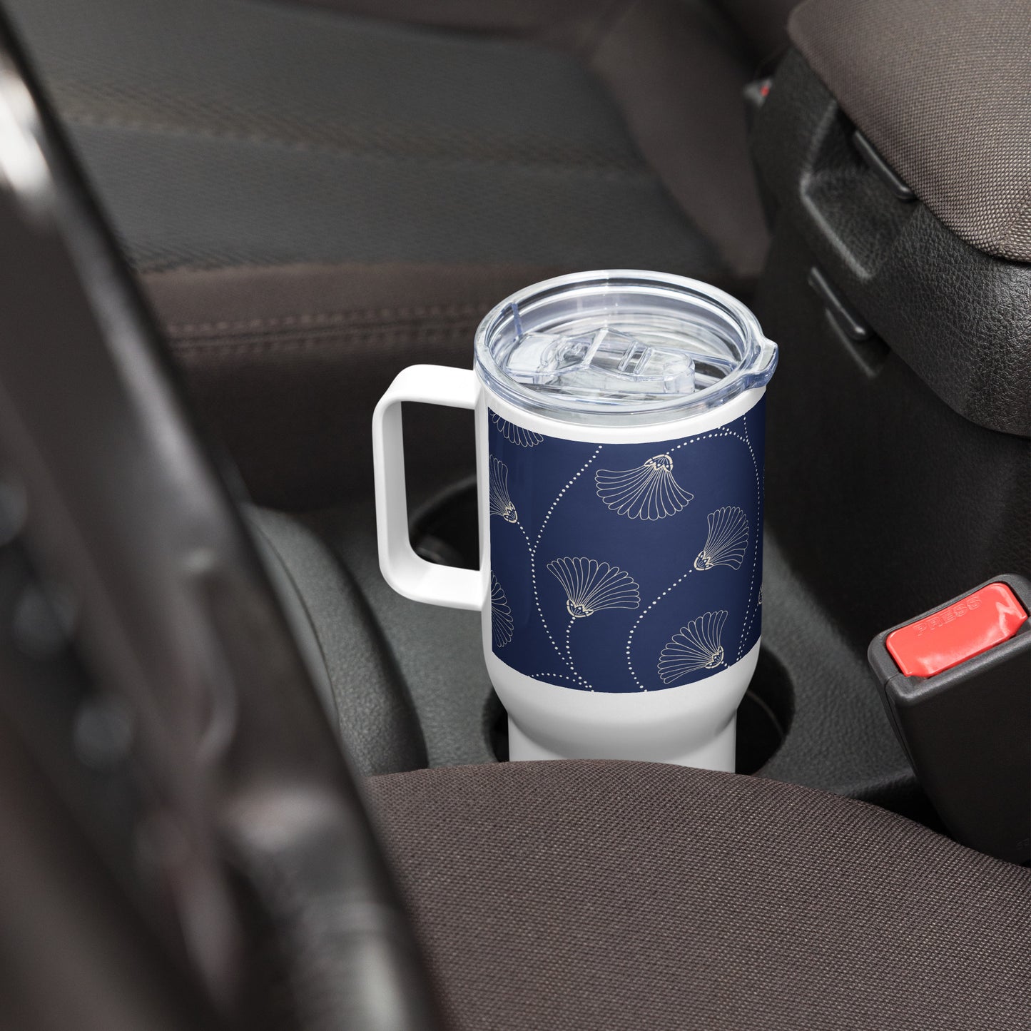 Mug isotherme inox – Bleu Fleuri – 25 & 40 oz – Anse intégrée & double-paroi durable - Minimaliste