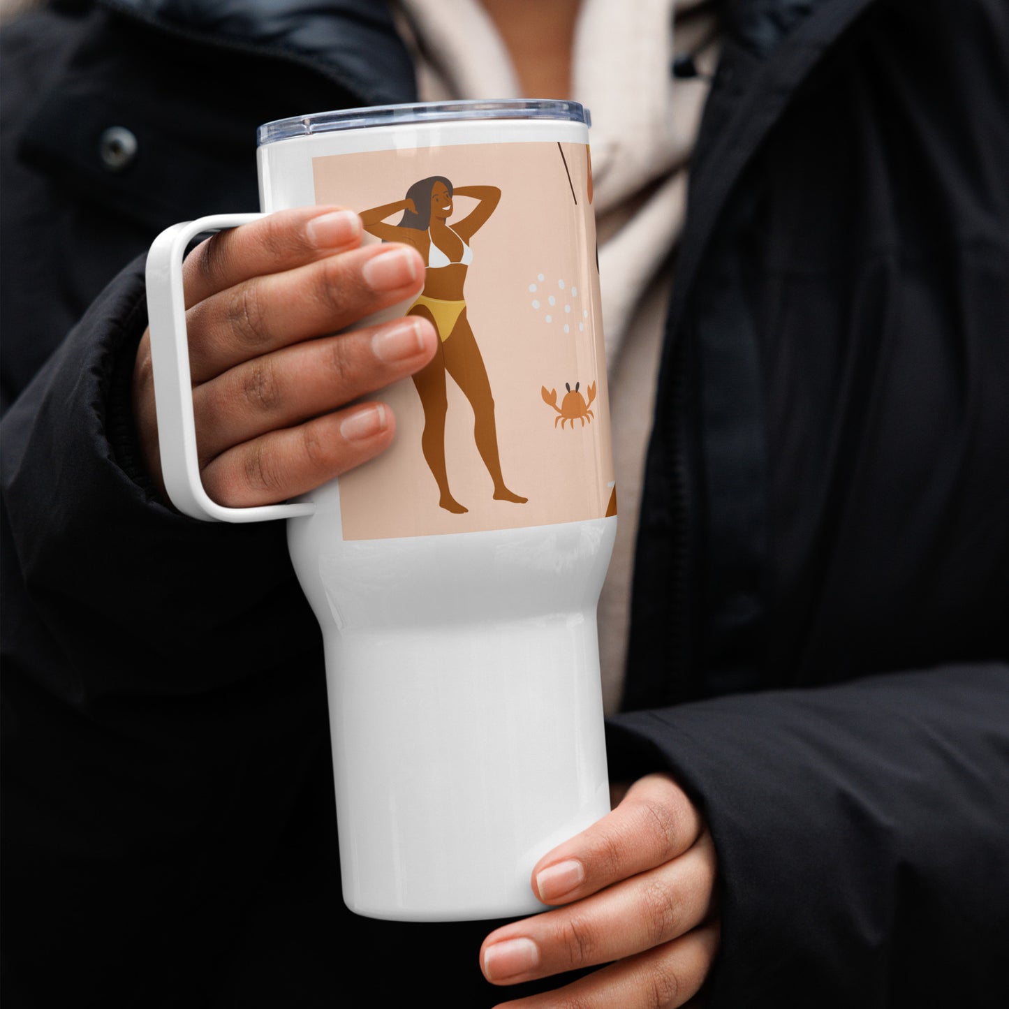 Mug isotherme inox – Saumon – 25 & 40 oz – Anse intégrée & double-paroi durable – Femmes du Monde