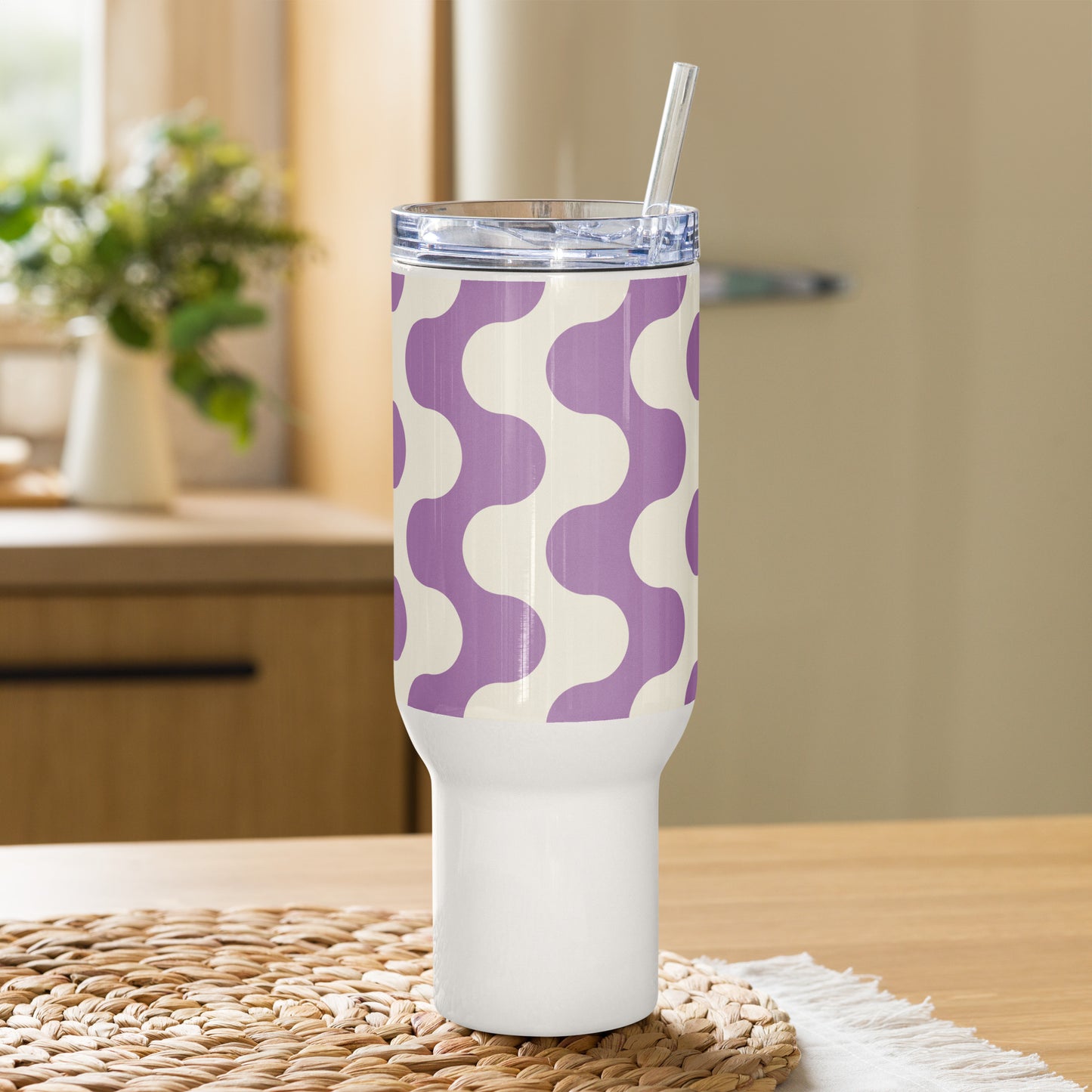 Mug isotherme inox – Blanc & Violet – 25 & 40 oz – Anse intégrée & double-paroi durable - Graphique