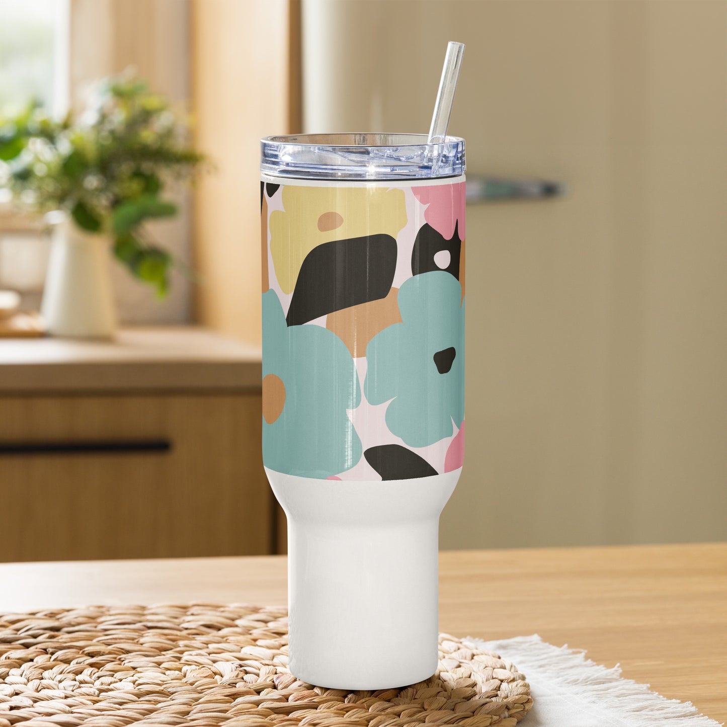 Mug isotherme inox – Fleuri, Pastel – 25 & 40 oz – Anse intégrée & double-paroi durable - Minimaliste