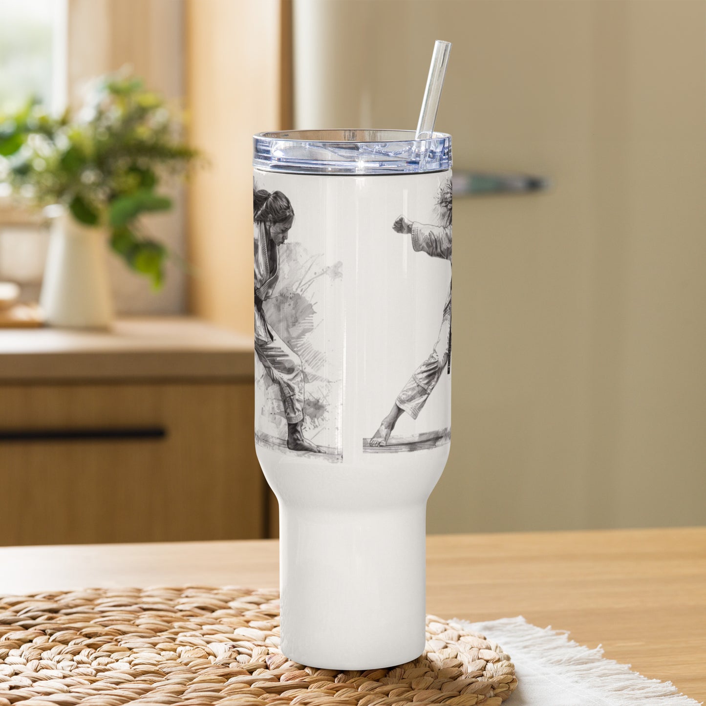 Mug isotherme inox – Blanc – 25 & 40 oz – Anse intégrée & double-paroi durable - Femme Judoka