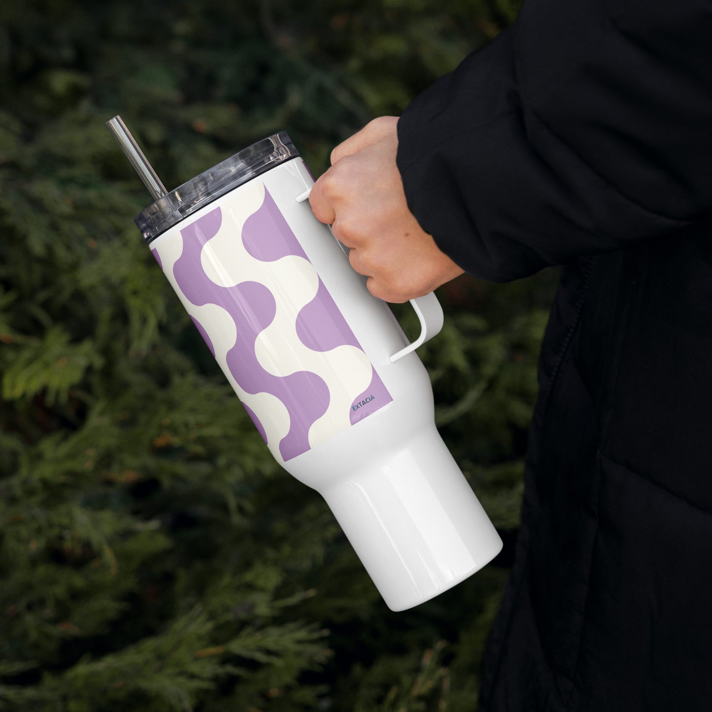 Mug isotherme inox – Blanc & Violet – 25 & 40 oz – Anse intégrée & double-paroi durable - Graphique