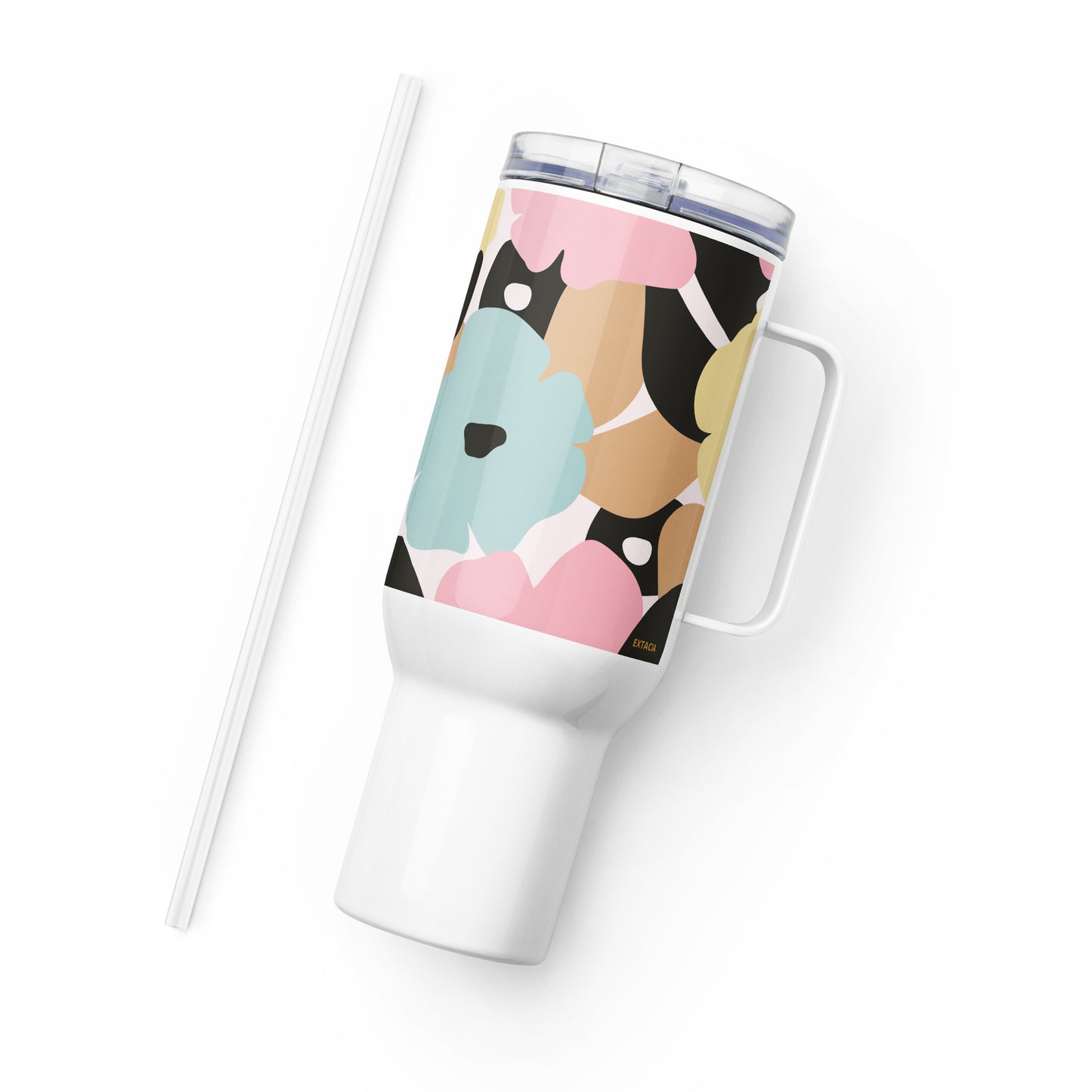 Mug isotherme inox – Fleuri, Pastel – 25 & 40 oz – Anse intégrée & double-paroi durable - Minimaliste