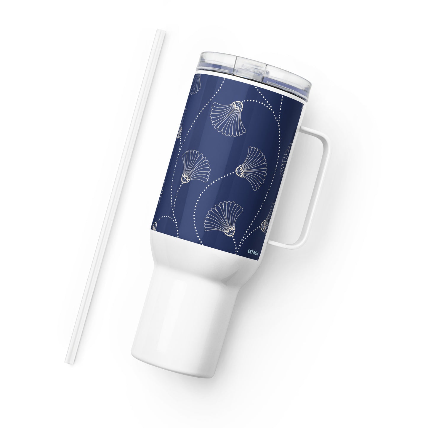 Mug isotherme inox – Bleu Fleuri – 25 & 40 oz – Anse intégrée & double-paroi durable - Minimaliste