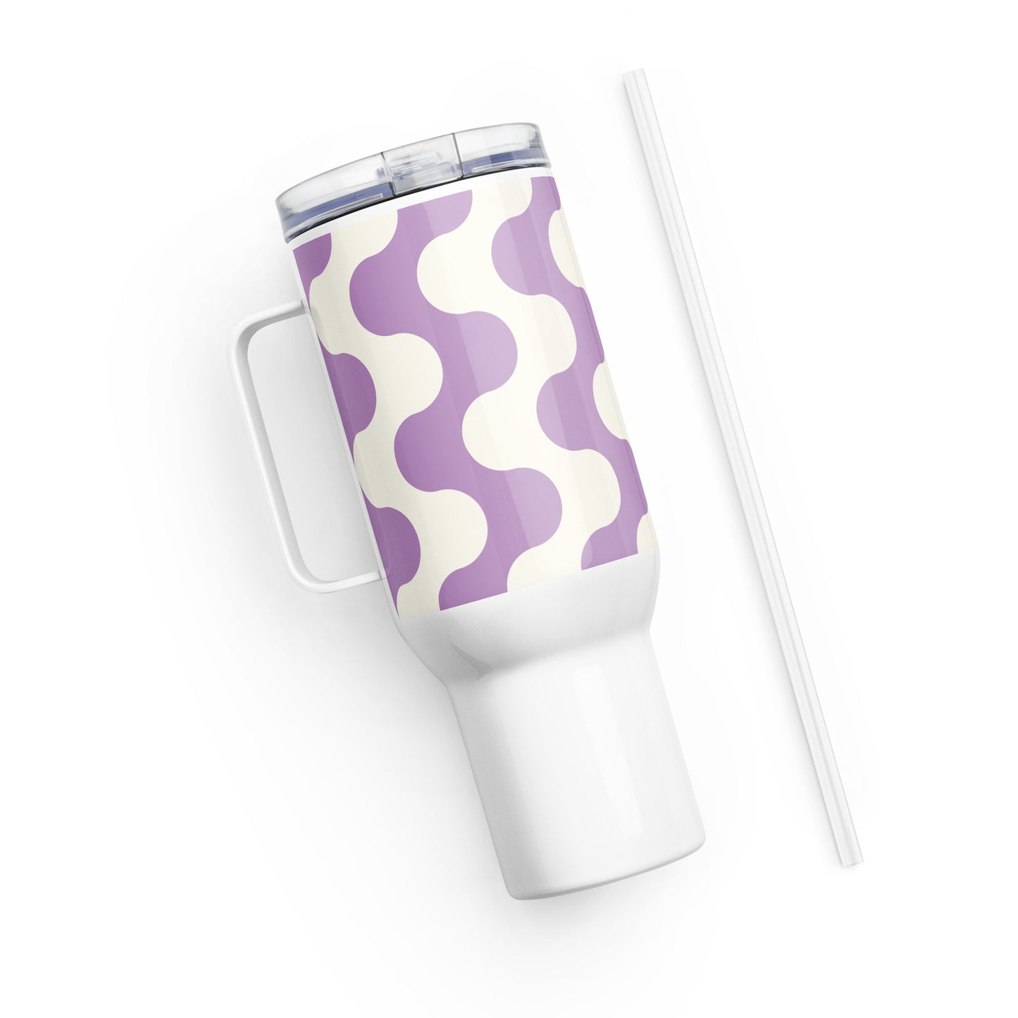 Mug isotherme inox – Blanc & Violet – 25 & 40 oz – Anse intégrée & double-paroi durable - Graphique