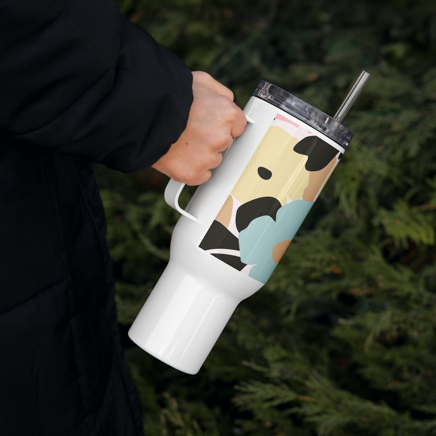 Mug isotherme inox – Fleuri, Pastel – 25 & 40 oz – Anse intégrée & double-paroi durable - Minimaliste