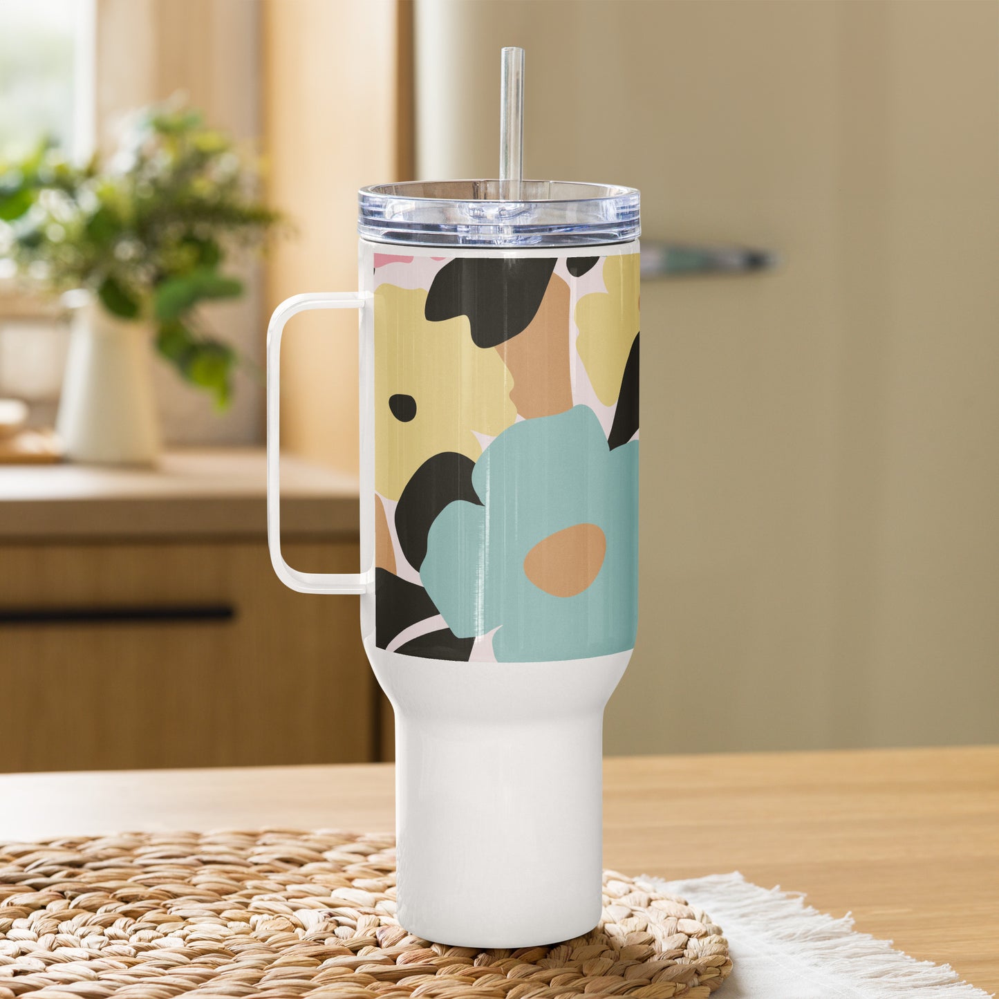 Mug isotherme inox – Fleuri, Pastel – 25 & 40 oz – Anse intégrée & double-paroi durable - Minimaliste