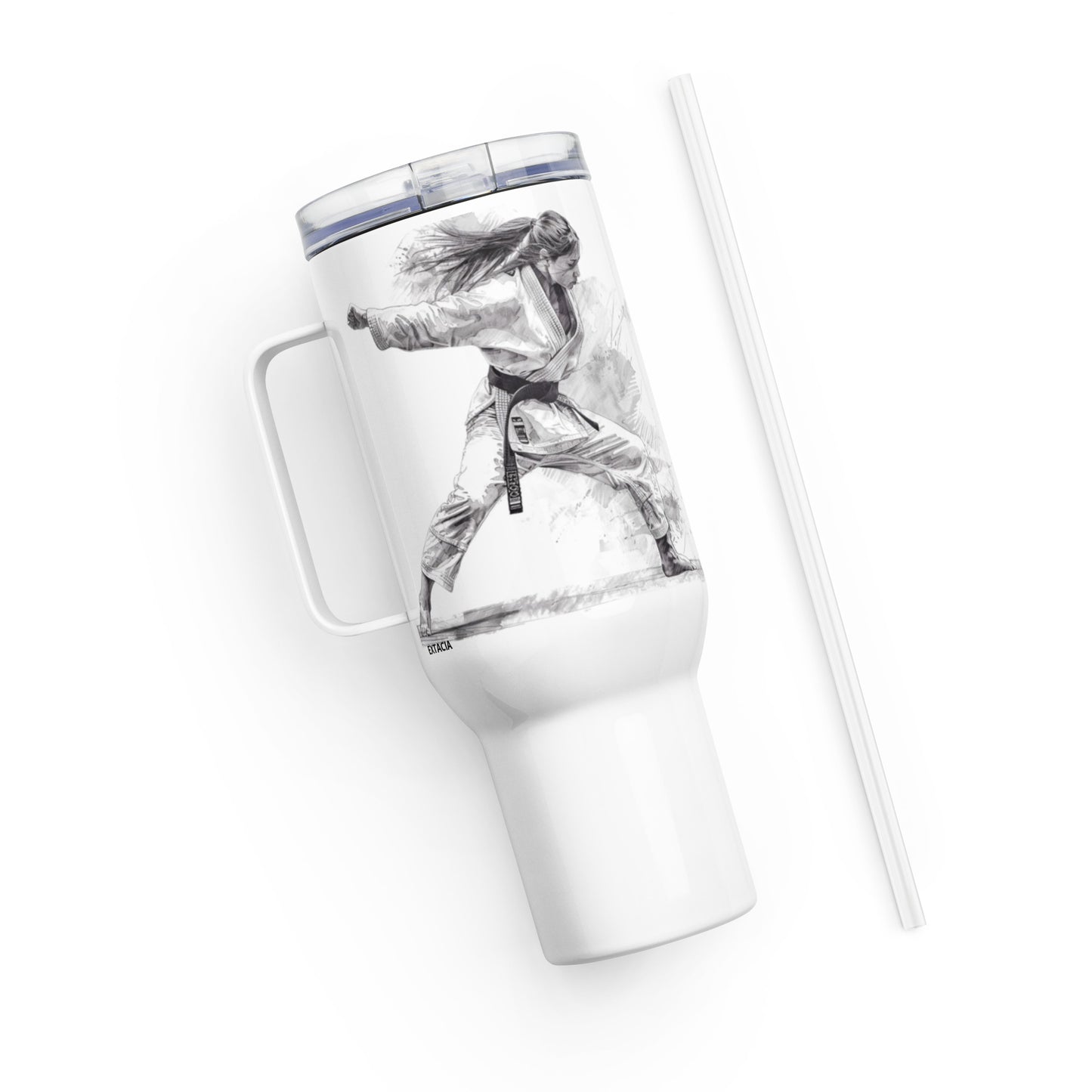 Mug isotherme inox – Blanc – 25 & 40 oz – Anse intégrée & double-paroi durable - Femme Judoka