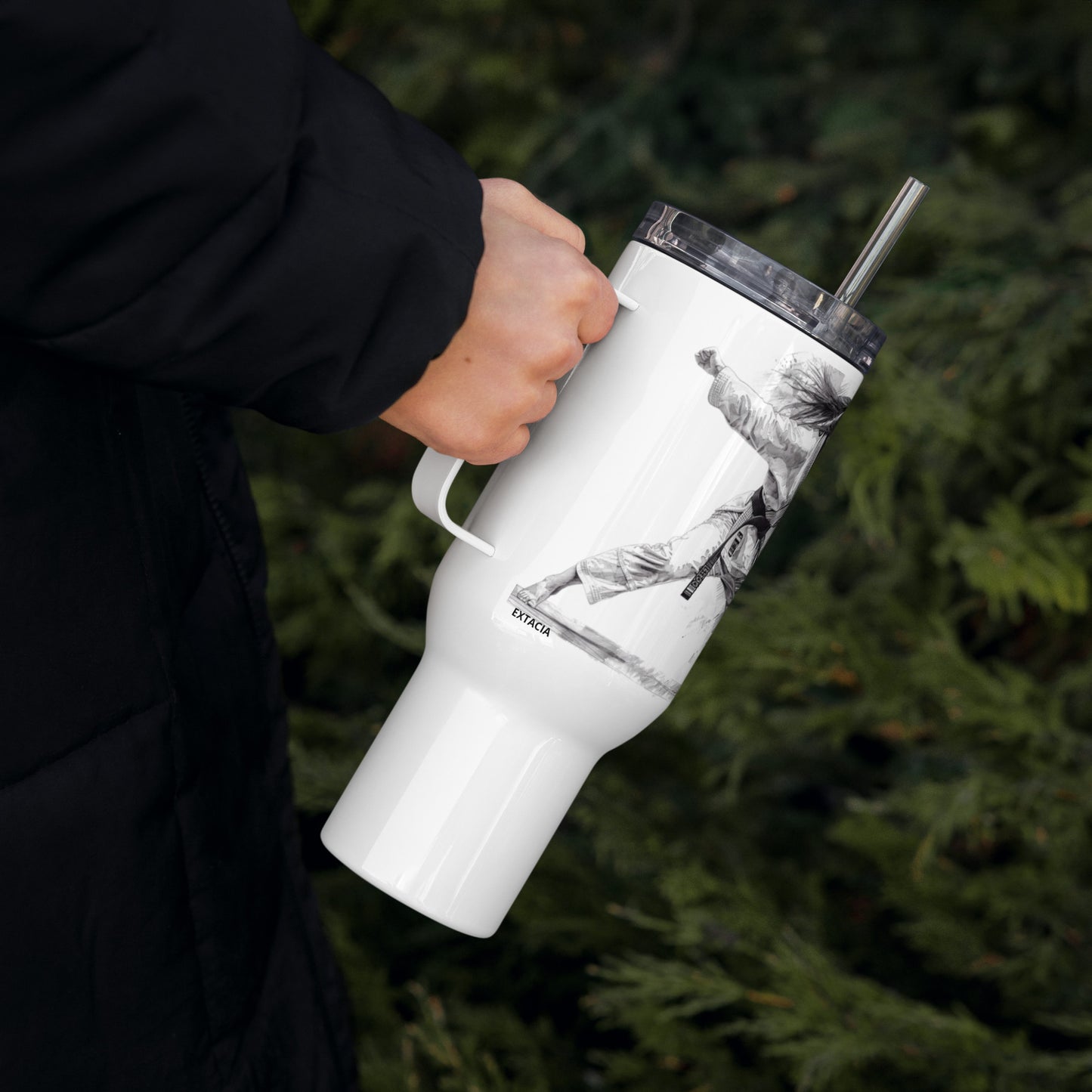 Mug isotherme inox – Blanc – 25 & 40 oz – Anse intégrée & double-paroi durable - Femme Judoka