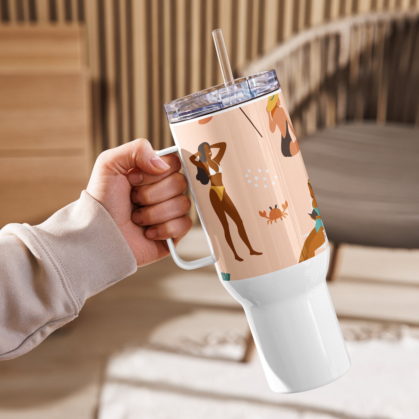 Mug isotherme inox – Saumon – 25 & 40 oz – Anse intégrée & double-paroi durable – Femmes du Monde