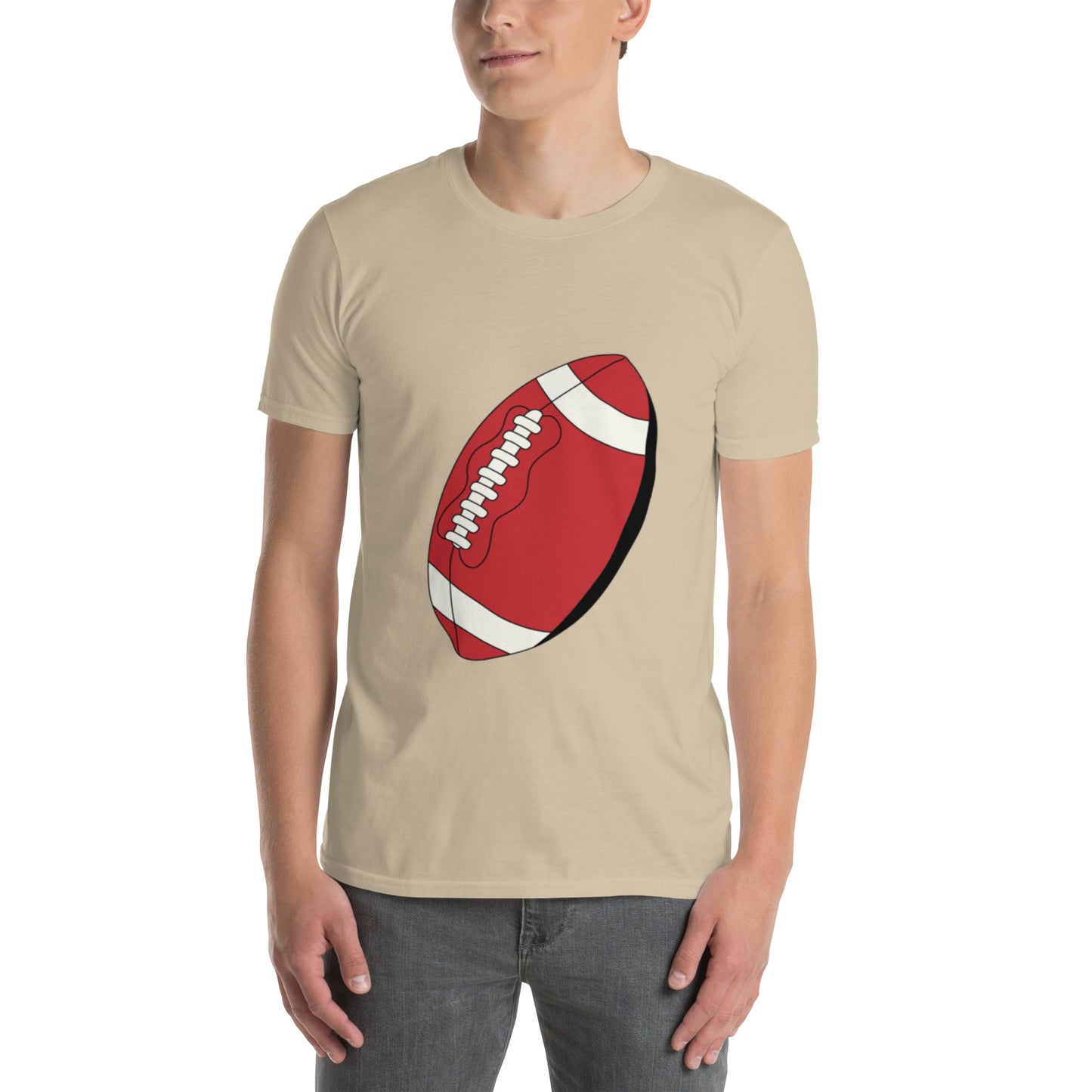 T-shirt pour homme à col rond, manches courtes – 100% coton, motif imprimé – Ballon Américain