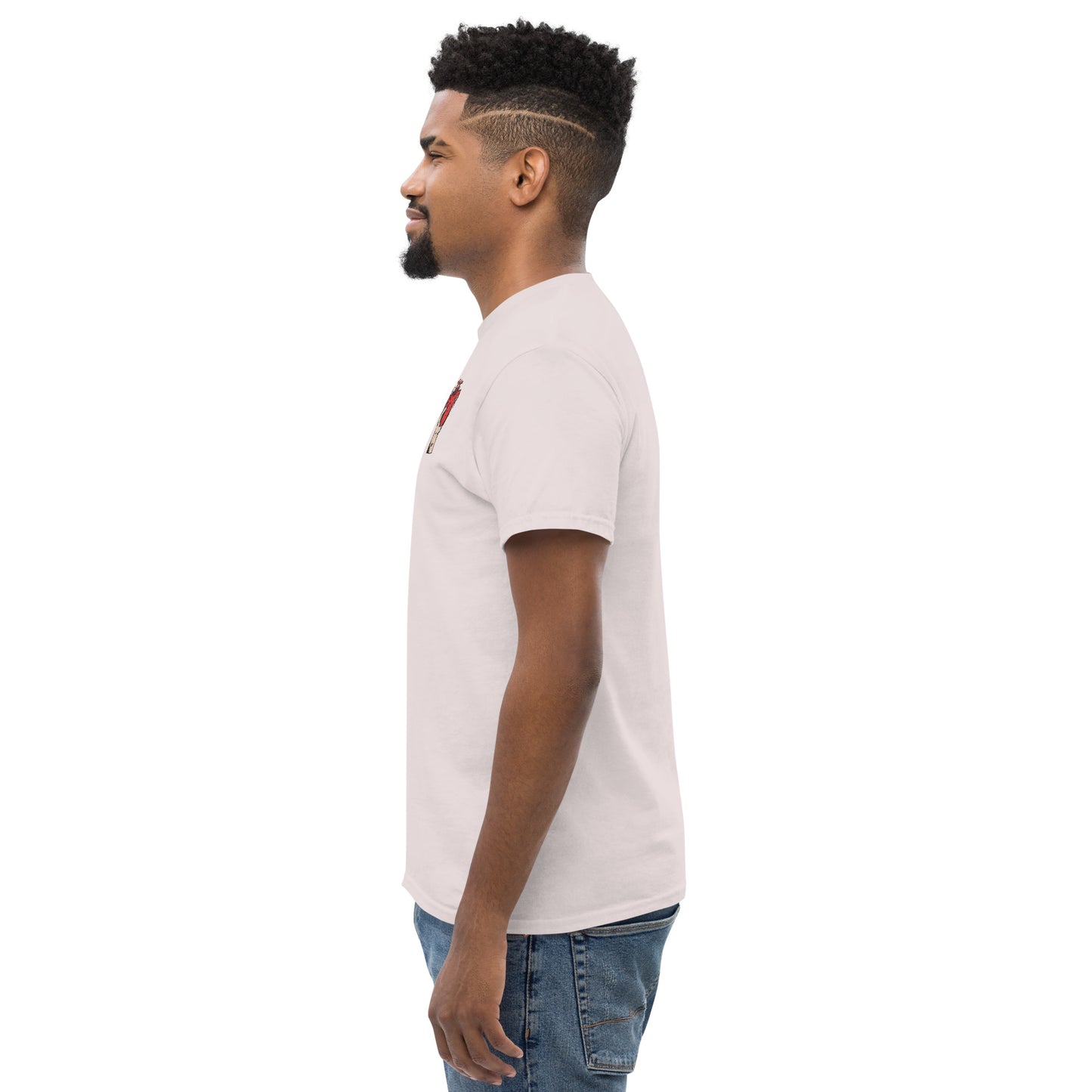 T-shirt pour homme à col rond, manches courtes – 100% coton, motif brodé "Cœur Déjà Pris"