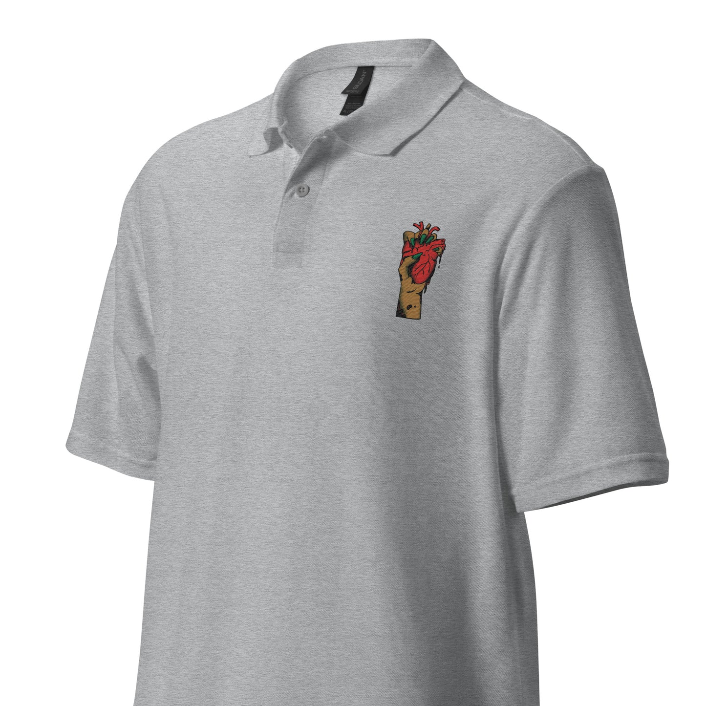 Polo pour homme à manches courtes – 100% coton piqué, motif brodé "Coeur Déjà Pris"
