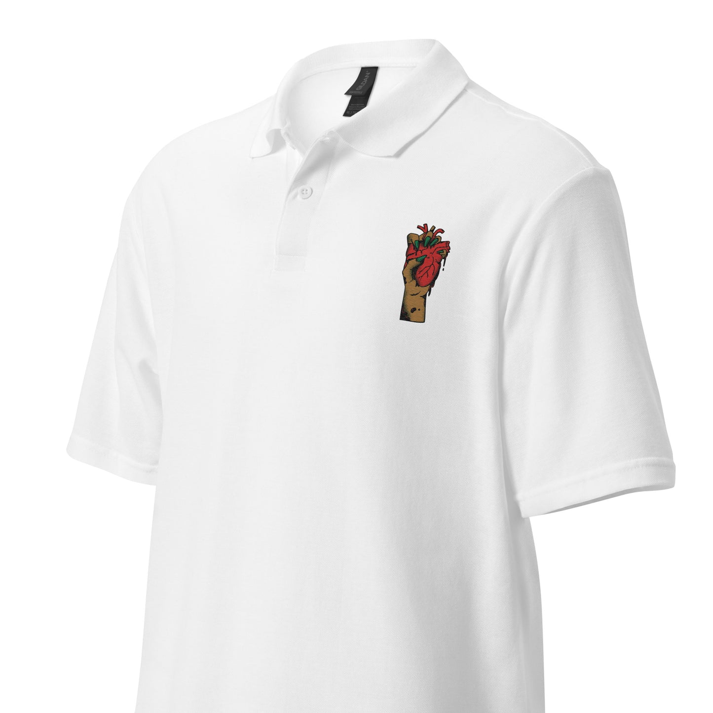 Polo pour homme à manches courtes – 100% coton piqué, motif brodé "Coeur Déjà Pris"