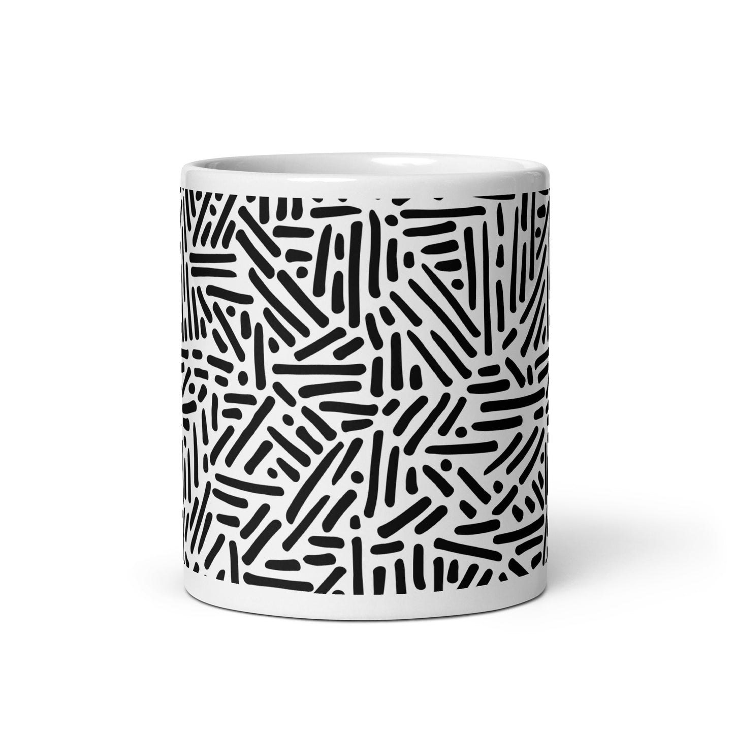 Mug en céramique – Blanc & Noir – Formats 11, 15, 20 oz, design élégant pour bureau & cuisine - Dessin Traits & Points