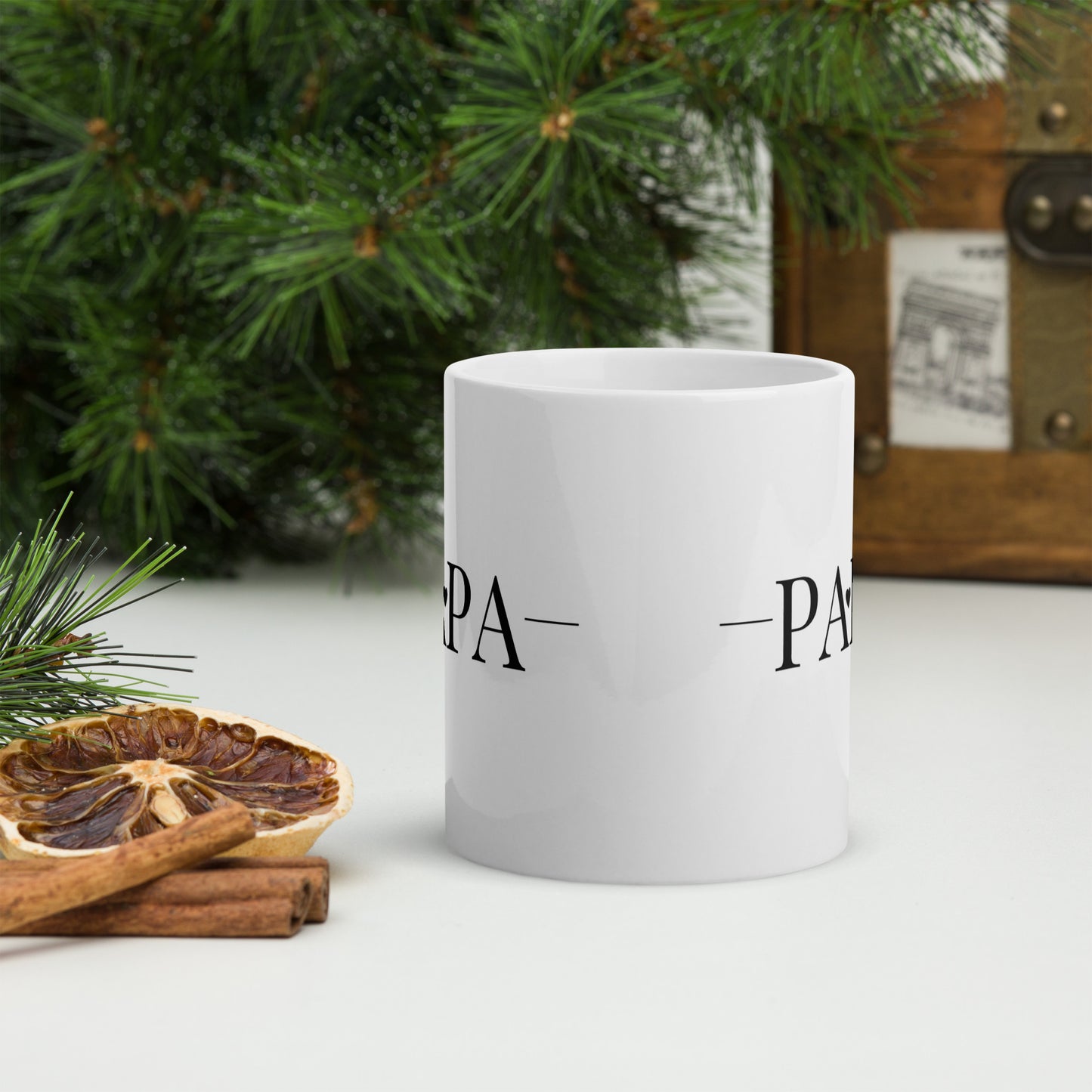 Mug en céramique – Blanc – Formats 11, 15, 20 oz, design élégant pour bureau & cuisine – Papa