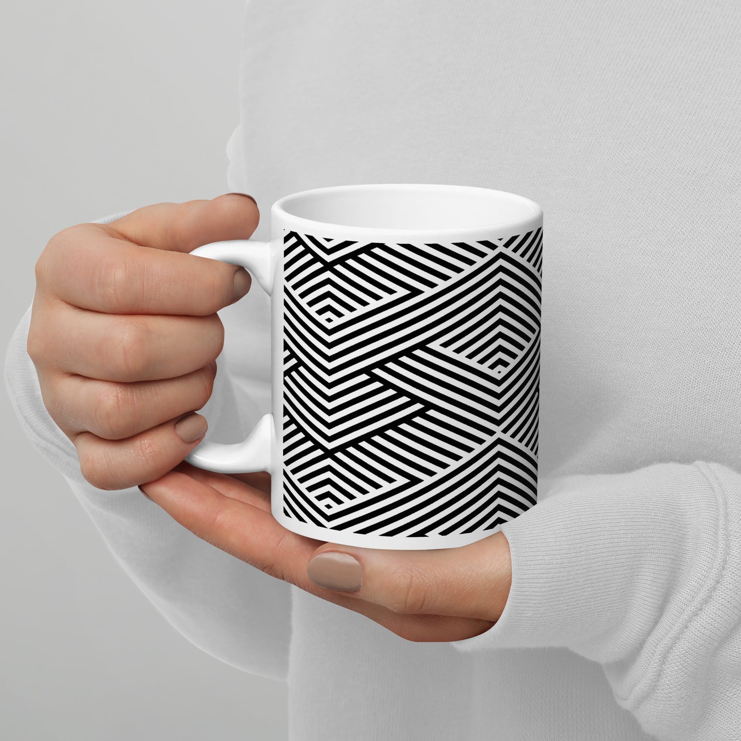 Mug en céramique – Blanc & Noir – Formats 11, 15, 20 oz, design élégant pour bureau & cuisine - Graphique