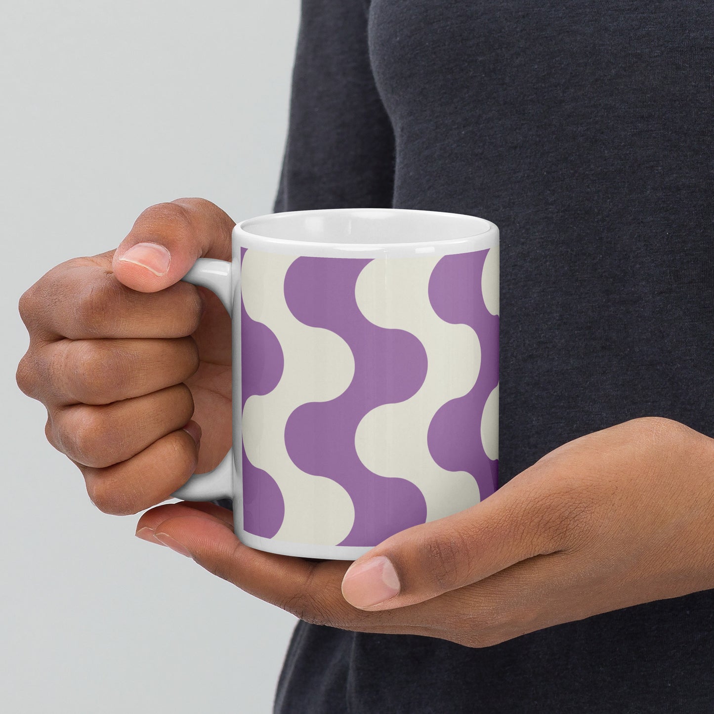 Mug en céramique – Blanc & Violet – Formats 11, 15, 20 oz, design élégant pour bureau & cuisine – Graphique