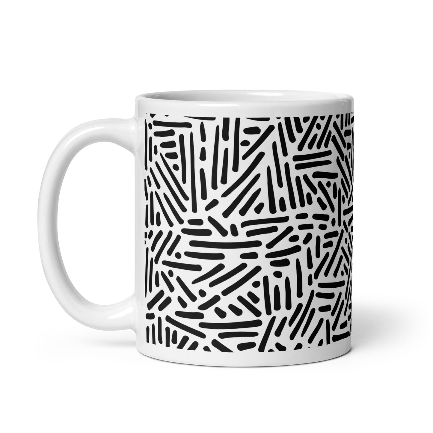 Mug en céramique – Blanc & Noir – Formats 11, 15, 20 oz, design élégant pour bureau & cuisine - Dessin Traits & Points