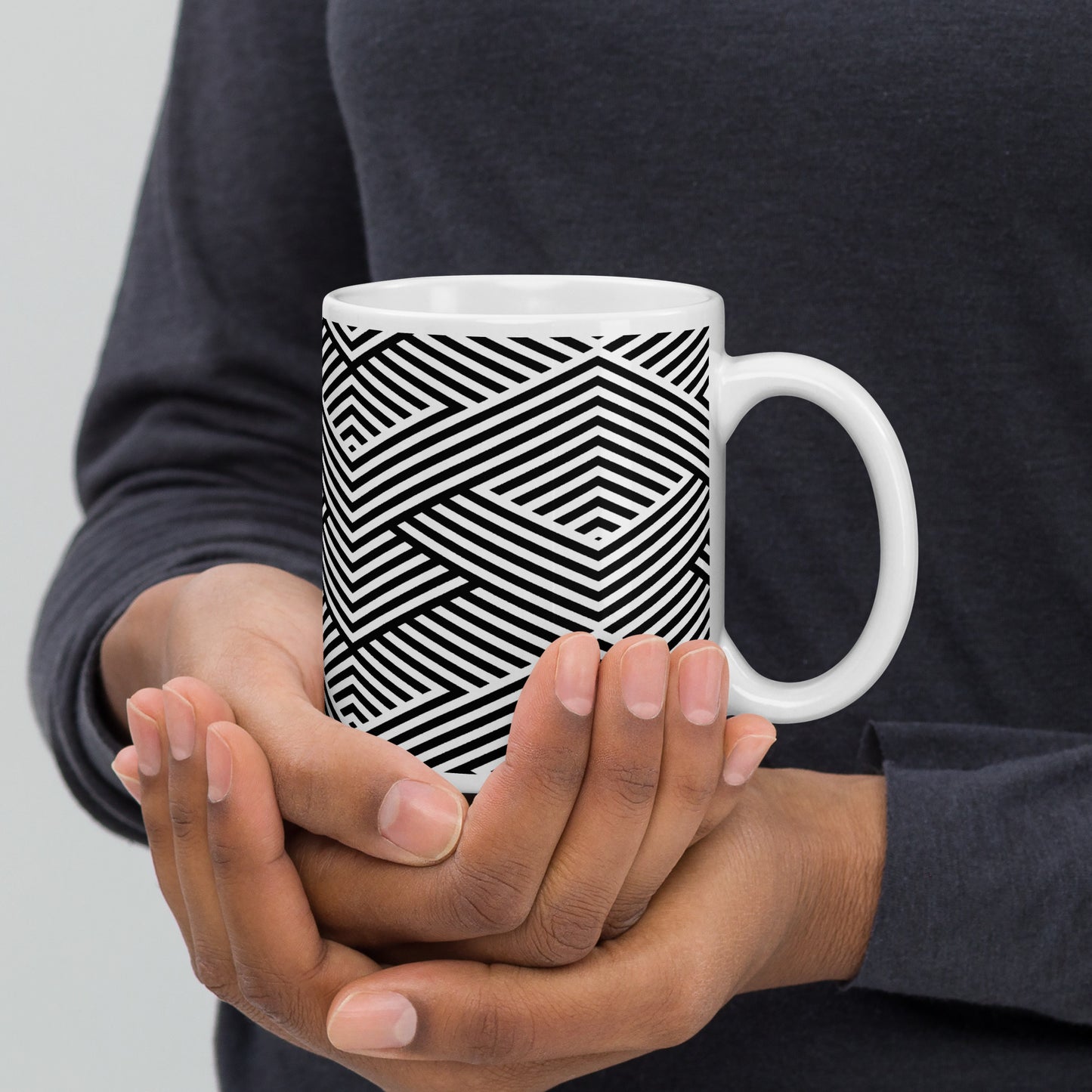 Mug en céramique – Blanc & Noir – Formats 11, 15, 20 oz, design élégant pour bureau & cuisine - Graphique