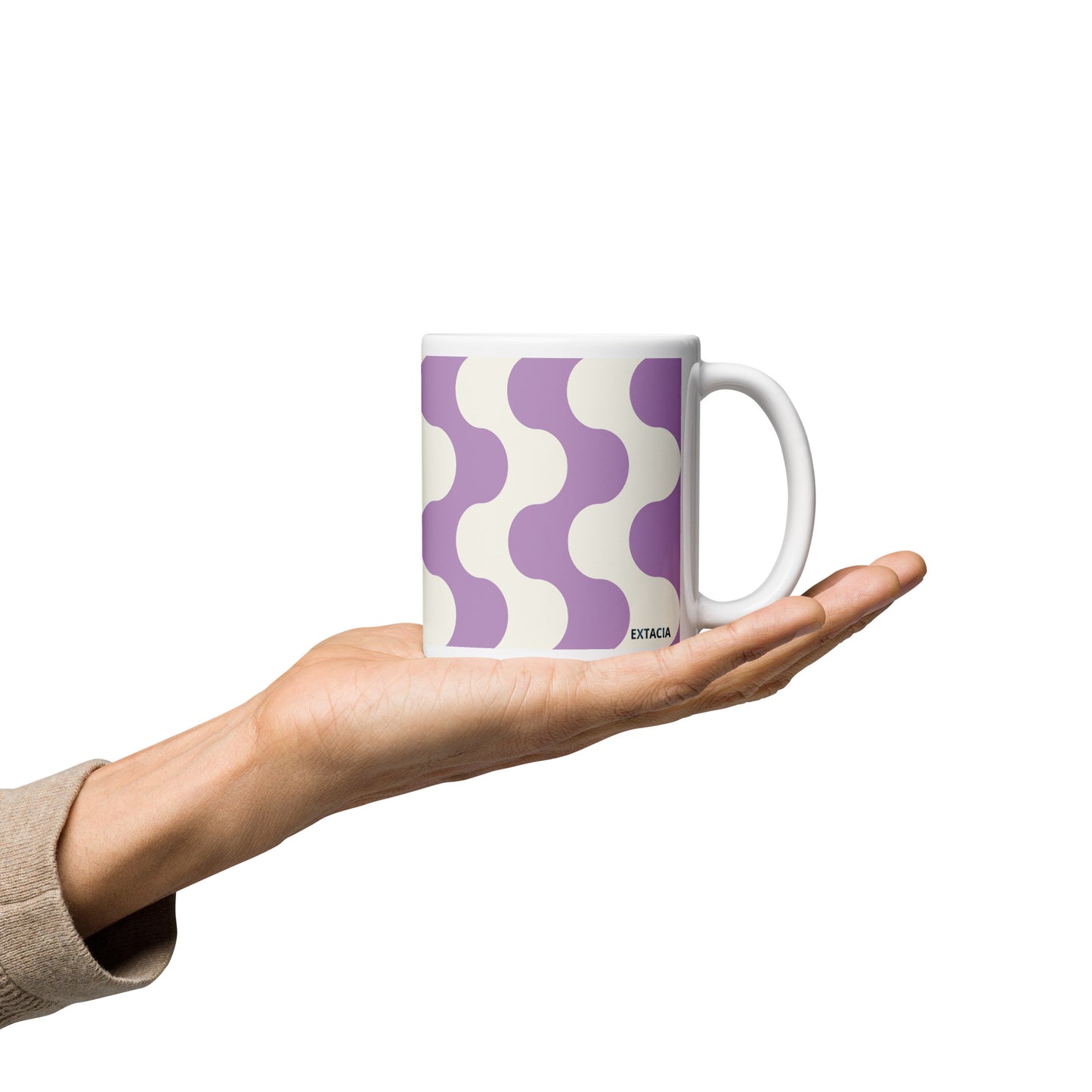 Mug en céramique – Blanc & Violet – Formats 11, 15, 20 oz, design élégant pour bureau & cuisine – Graphique