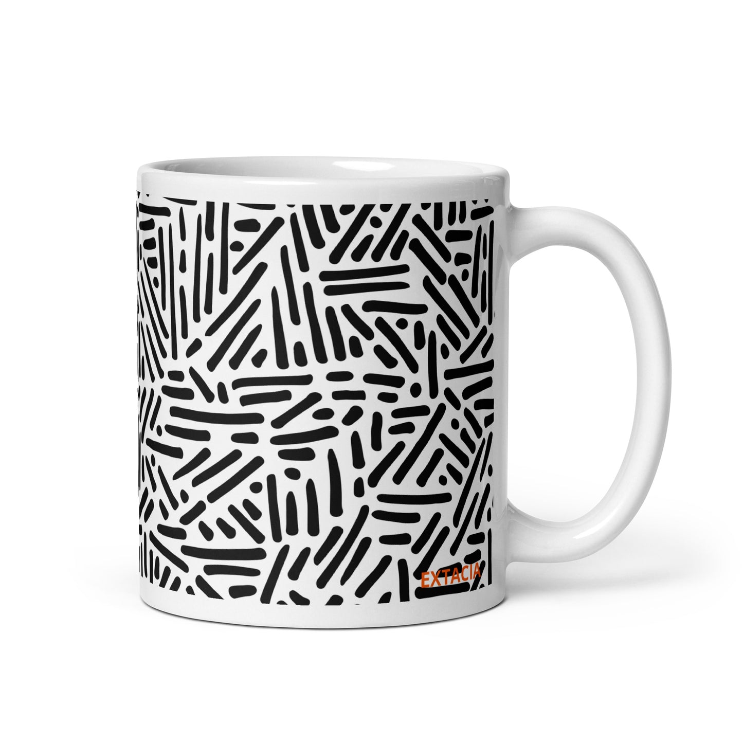 Mug en céramique – Blanc & Noir – Formats 11, 15, 20 oz, design élégant pour bureau & cuisine - Dessin Traits & Points