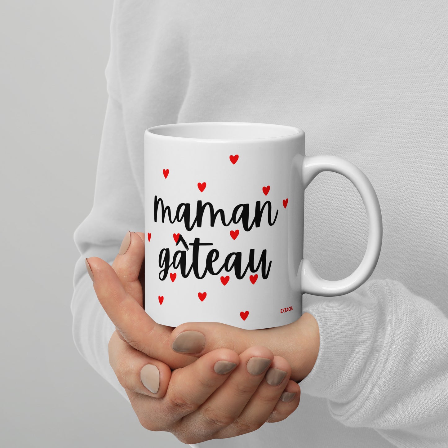 Mug en céramique – Blanc – Formats 11, 15, 20 oz, design élégant pour bureau & cuisine – Maman Gâteau