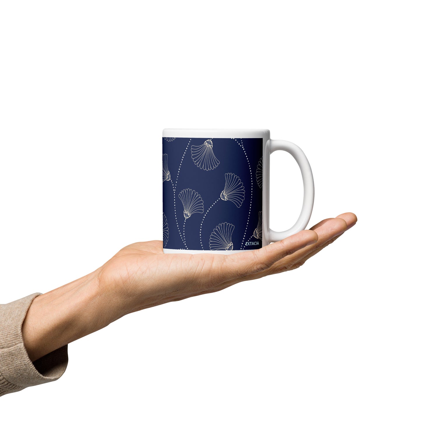 Mug en céramique – Bleu Fleuri – Formats 11, 15, 20 oz, design élégant pour bureau & cuisine - Minimaliste