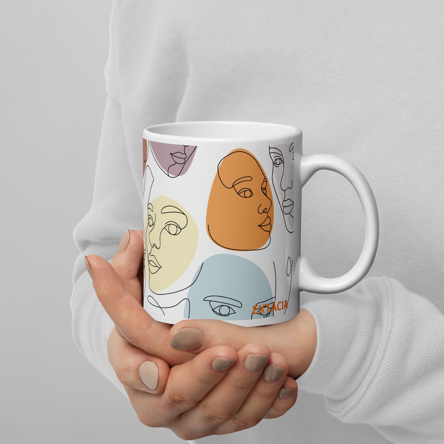 Mug en céramique – Multicouleur – Formats 11, 15, 20 oz, design élégant pour bureau & cuisine – Calligraphie Minimaliste