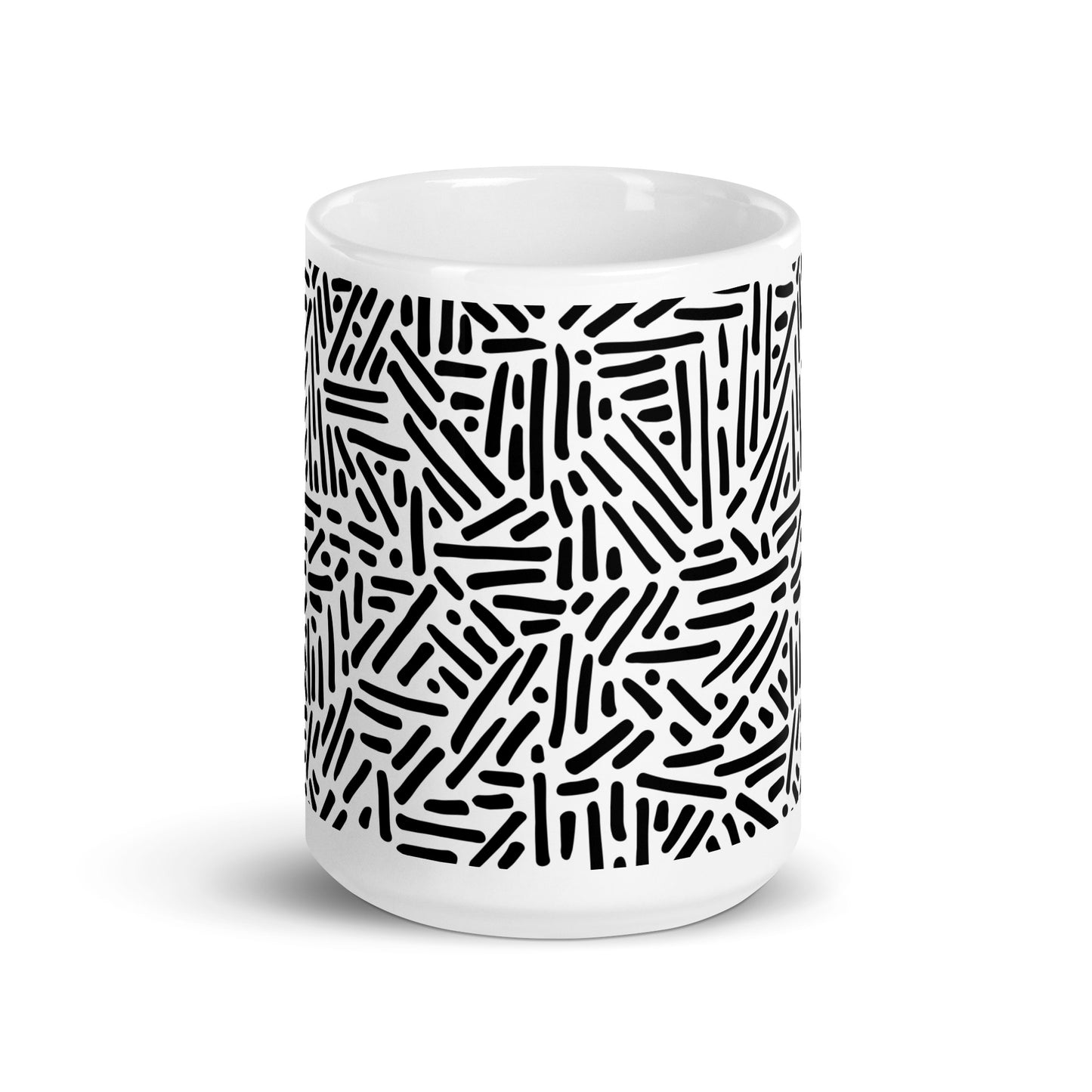 Mug en céramique – Blanc & Noir – Formats 11, 15, 20 oz, design élégant pour bureau & cuisine - Dessin Traits & Points