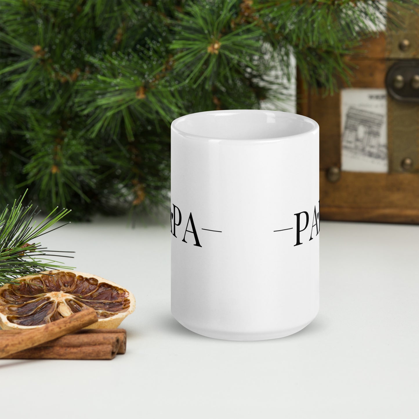 Mug en céramique – Blanc – Formats 11, 15, 20 oz, design élégant pour bureau & cuisine – Papa