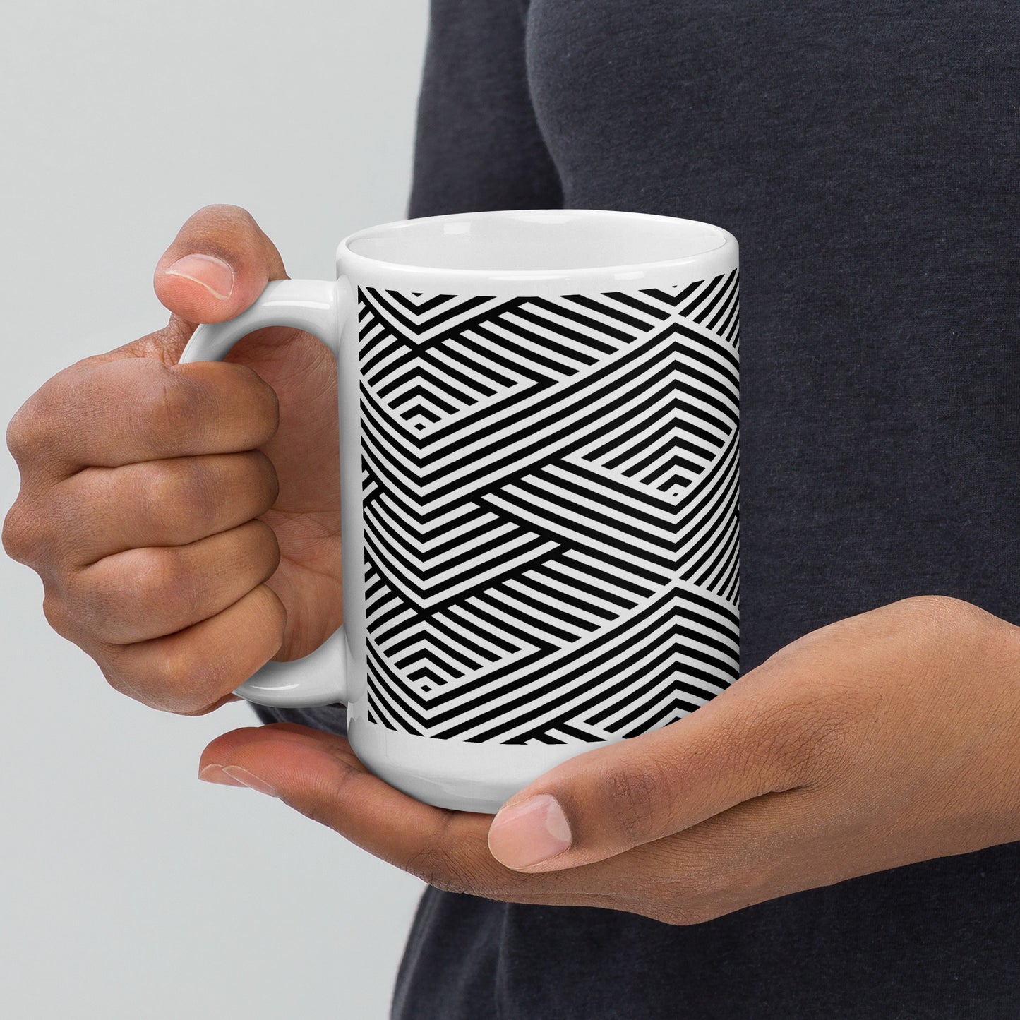 Mug en céramique – Blanc & Noir – Formats 11, 15, 20 oz, design élégant pour bureau & cuisine - Graphique