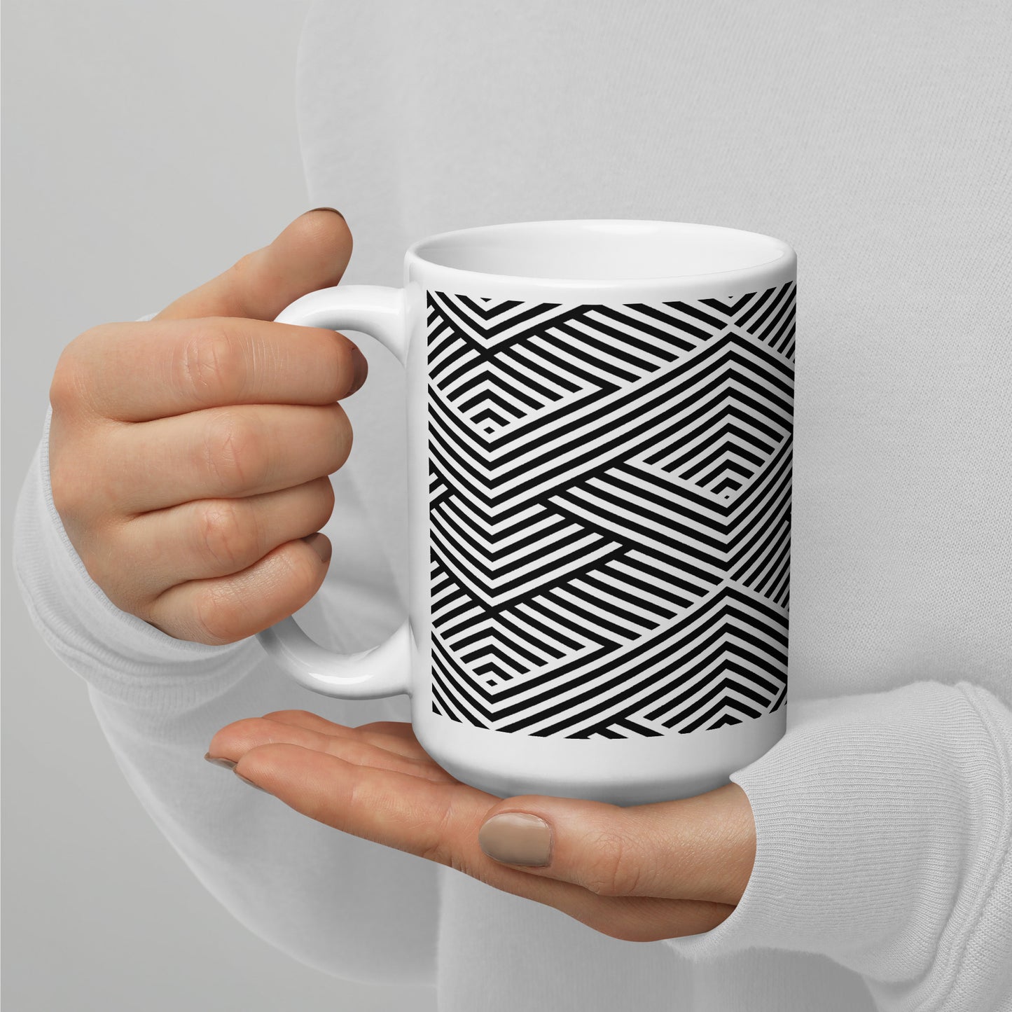 Mug en céramique – Blanc & Noir – Formats 11, 15, 20 oz, design élégant pour bureau & cuisine - Graphique