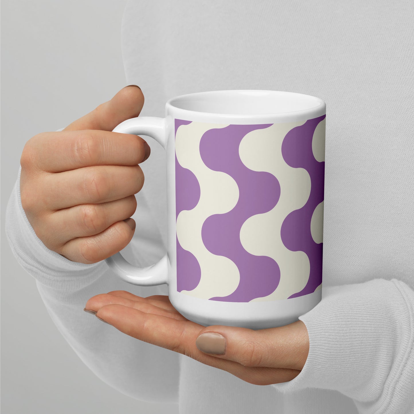 Mug en céramique – Blanc & Violet – Formats 11, 15, 20 oz, design élégant pour bureau & cuisine – Graphique