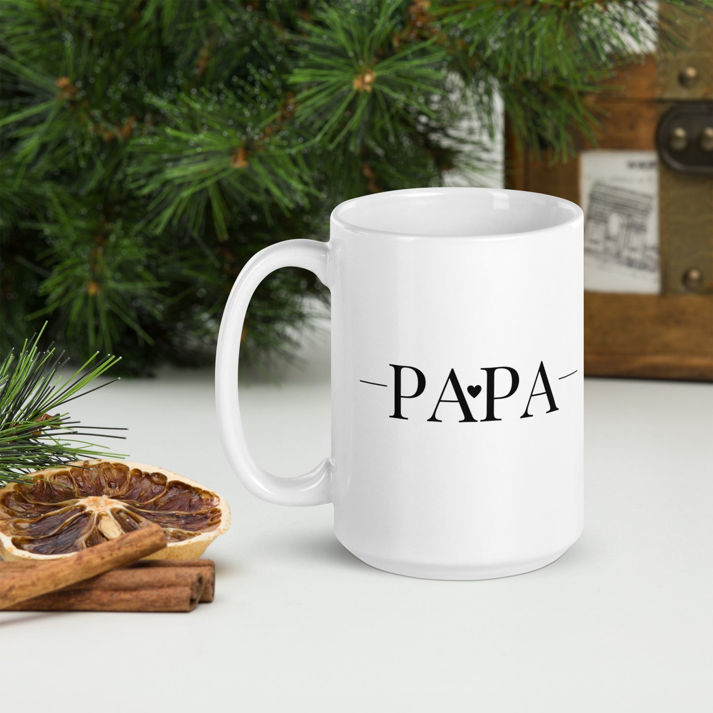 Mug en céramique – Blanc – Formats 11, 15, 20 oz, design élégant pour bureau & cuisine – Papa