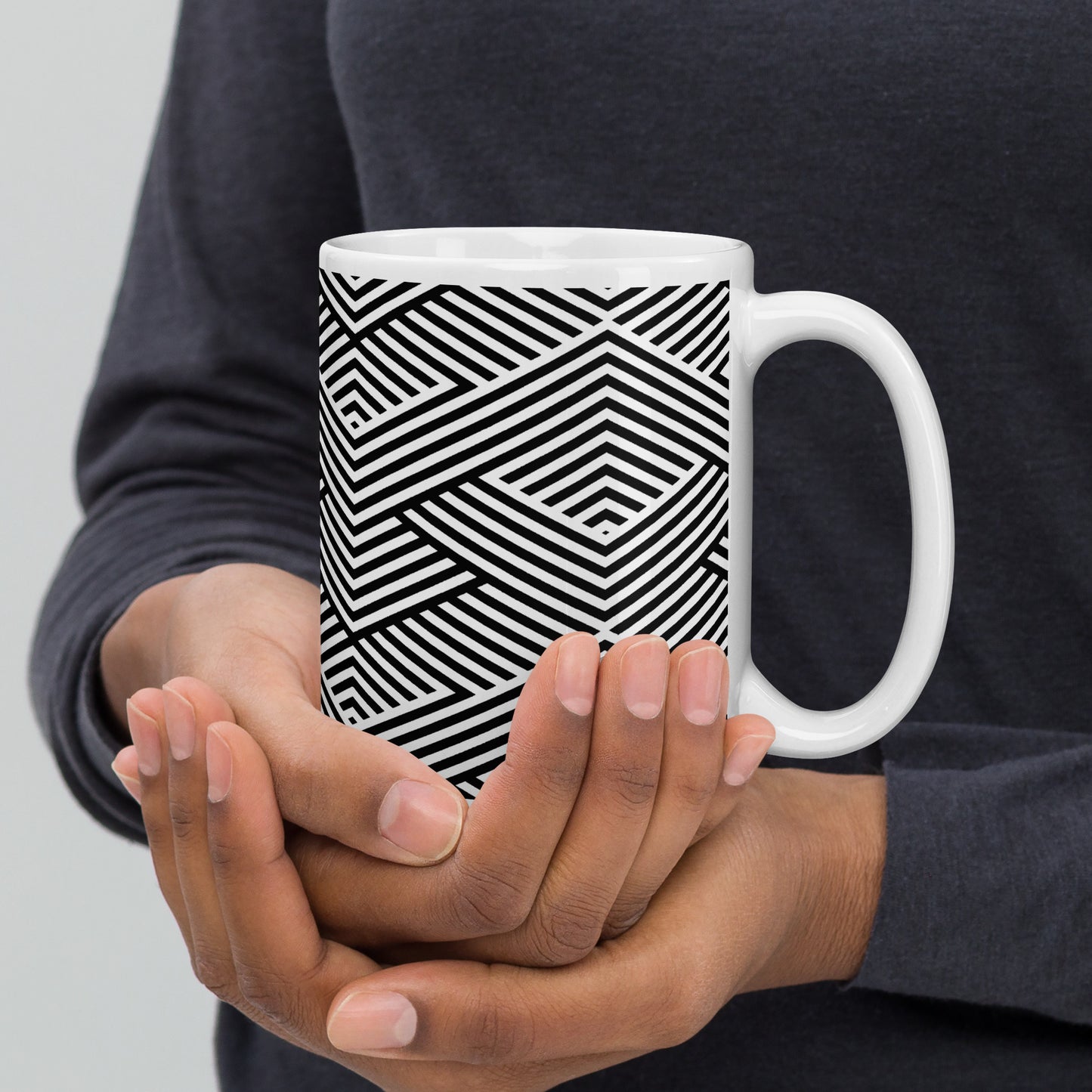 Mug en céramique – Blanc & Noir – Formats 11, 15, 20 oz, design élégant pour bureau & cuisine - Graphique